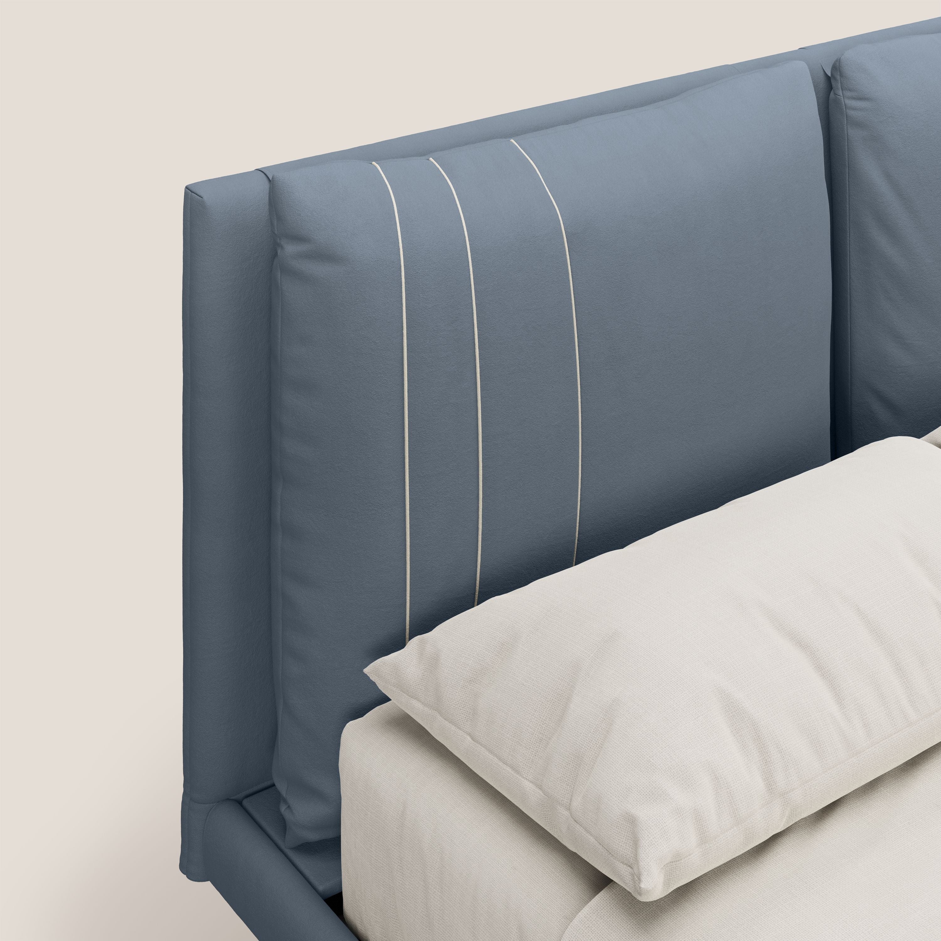 Giselle letto moderno con cuscini testata regolabili con tasche in microfibra impermeabile T11 carta da zucchero - divani.store