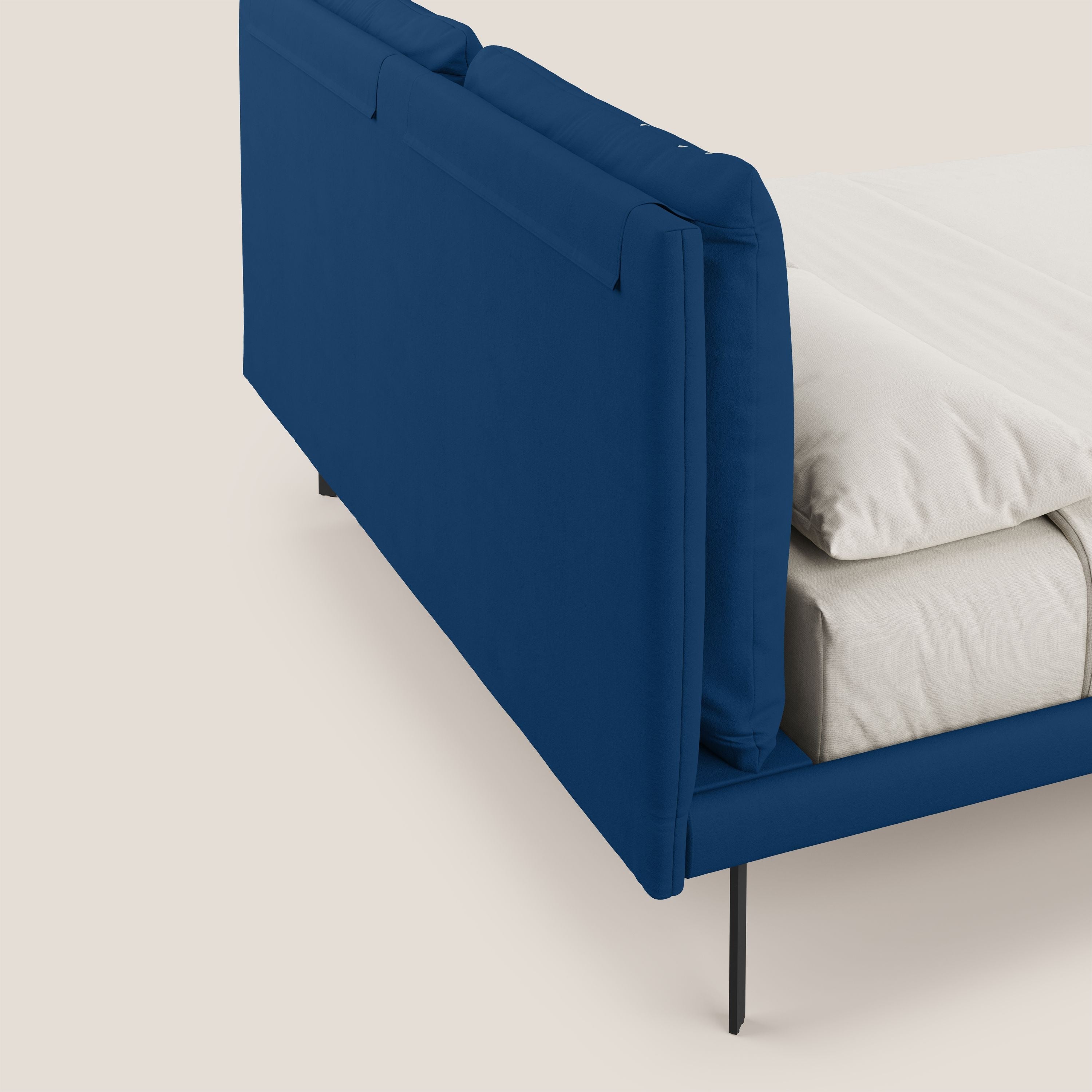Giselle letto moderno con cuscini testata regolabili con tasche in microfibra impermeabile T11 blu - divani.store