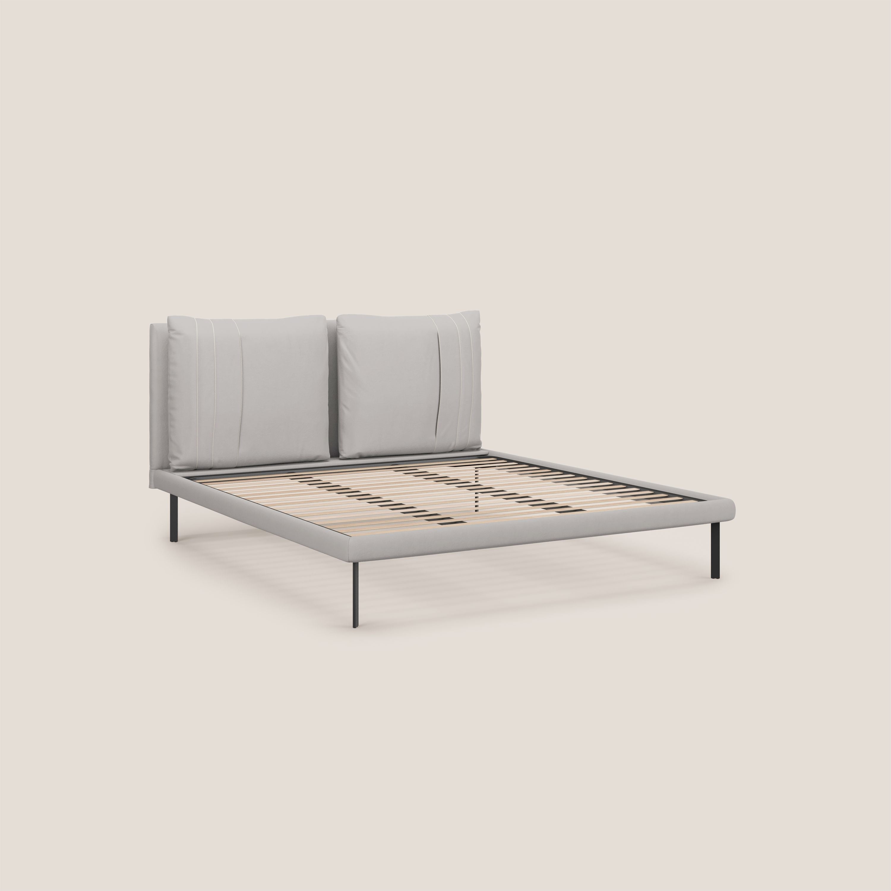 Giselle letto moderno con cuscini testata regolabili con tasche in microfibra impermeabile T11 grigio chiaro - divani.store