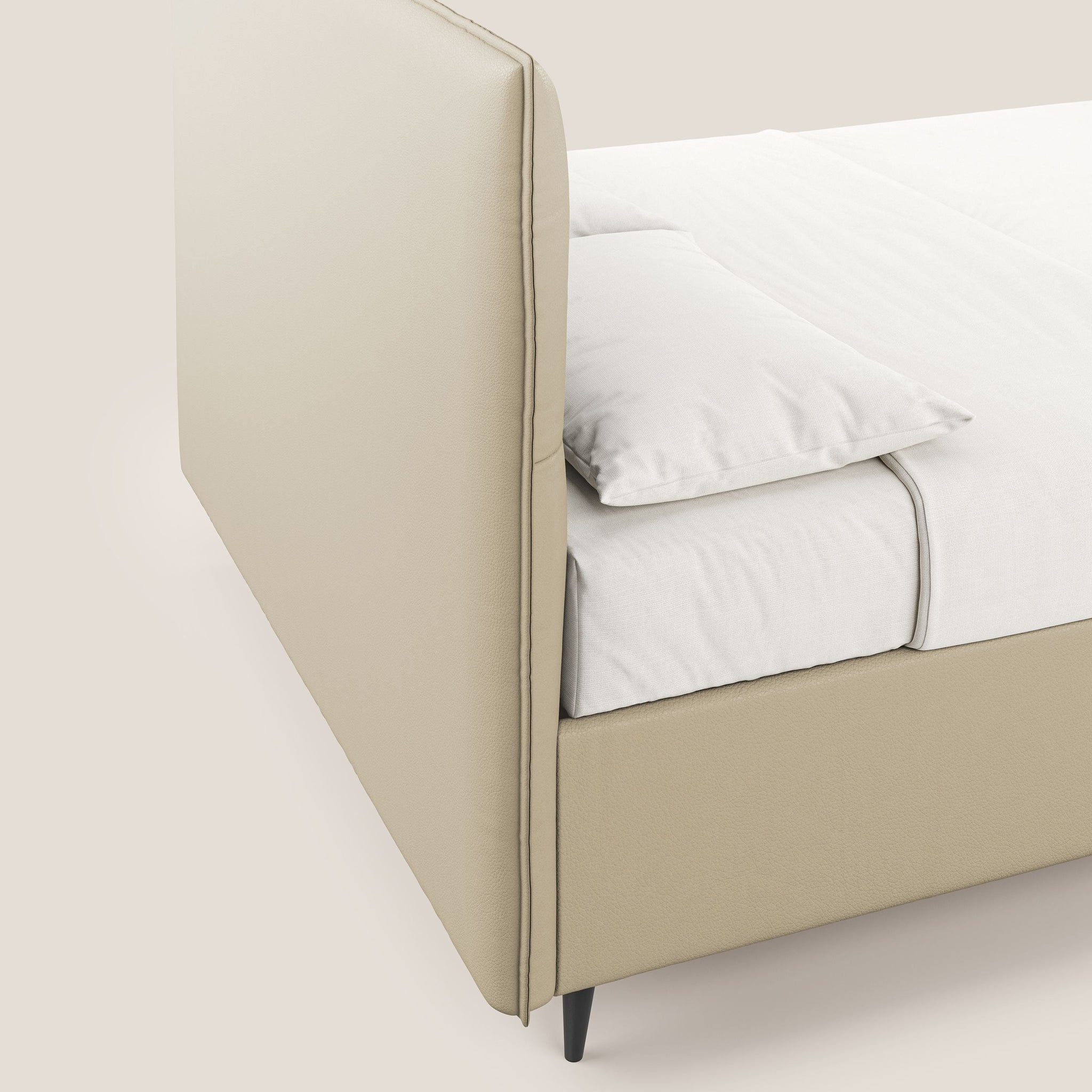 Greta letto contenitore dimensioni SLIM con testata trapuntata in ecopelle impermeabile T04 - divani.store