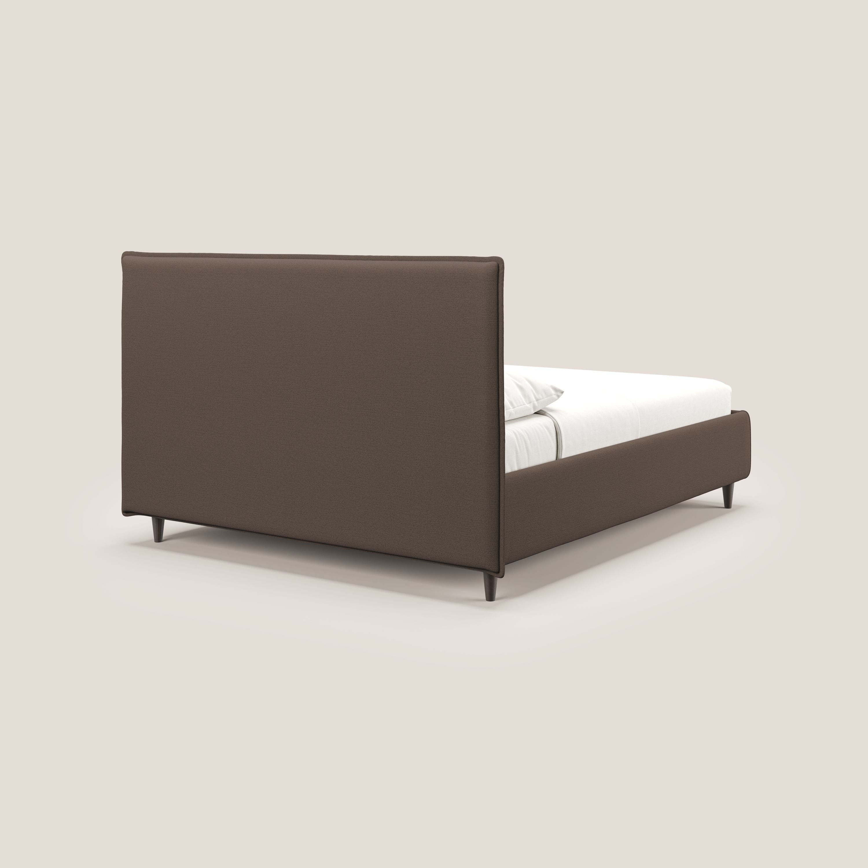 Hunter letto imbottito contenitore sfoderabile in tessuto impermeabile fiammato T19 marrone - divani.store