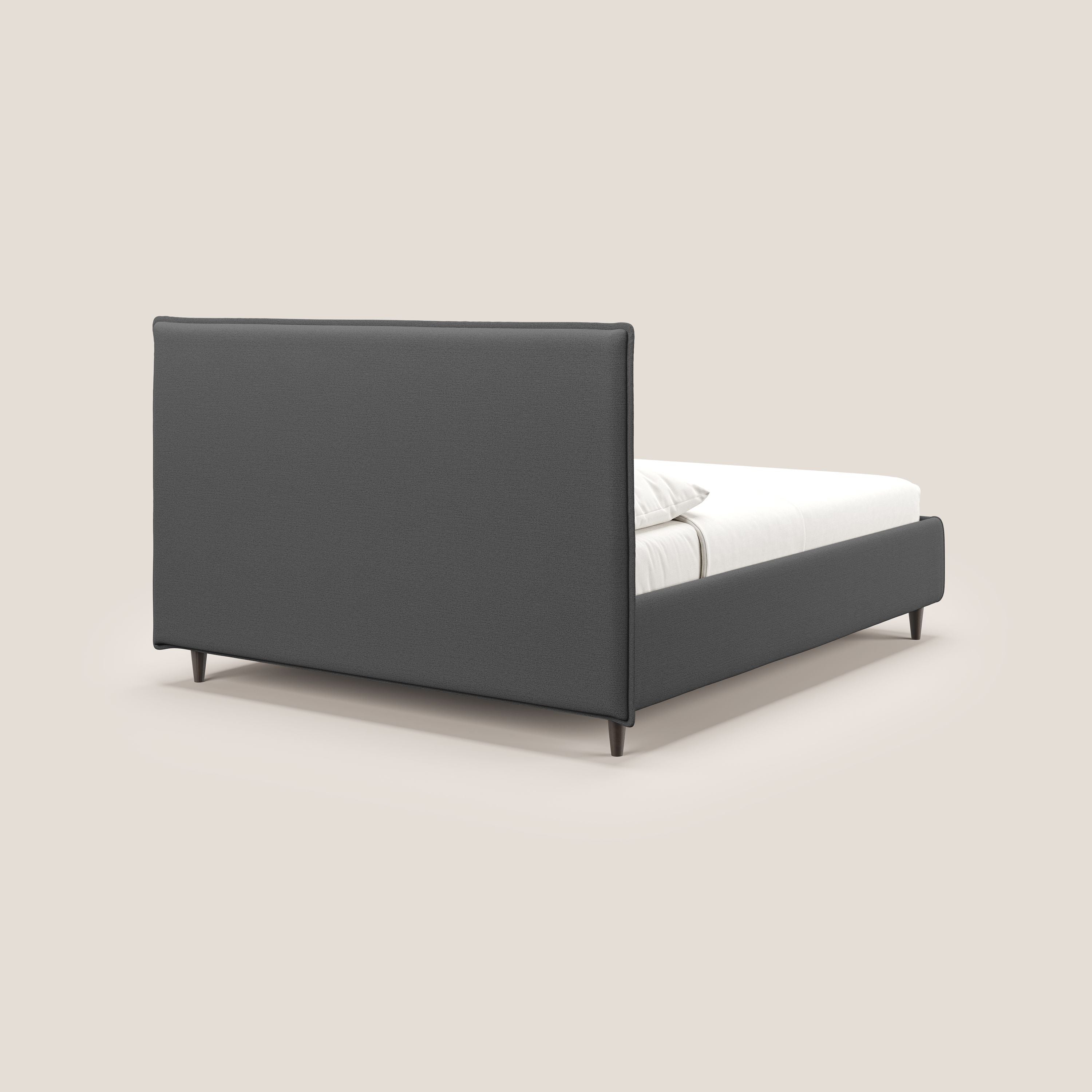 Hunter letto imbottito contenitore sfoderabile in tessuto impermeabile fiammato T19 antracite - divani.store