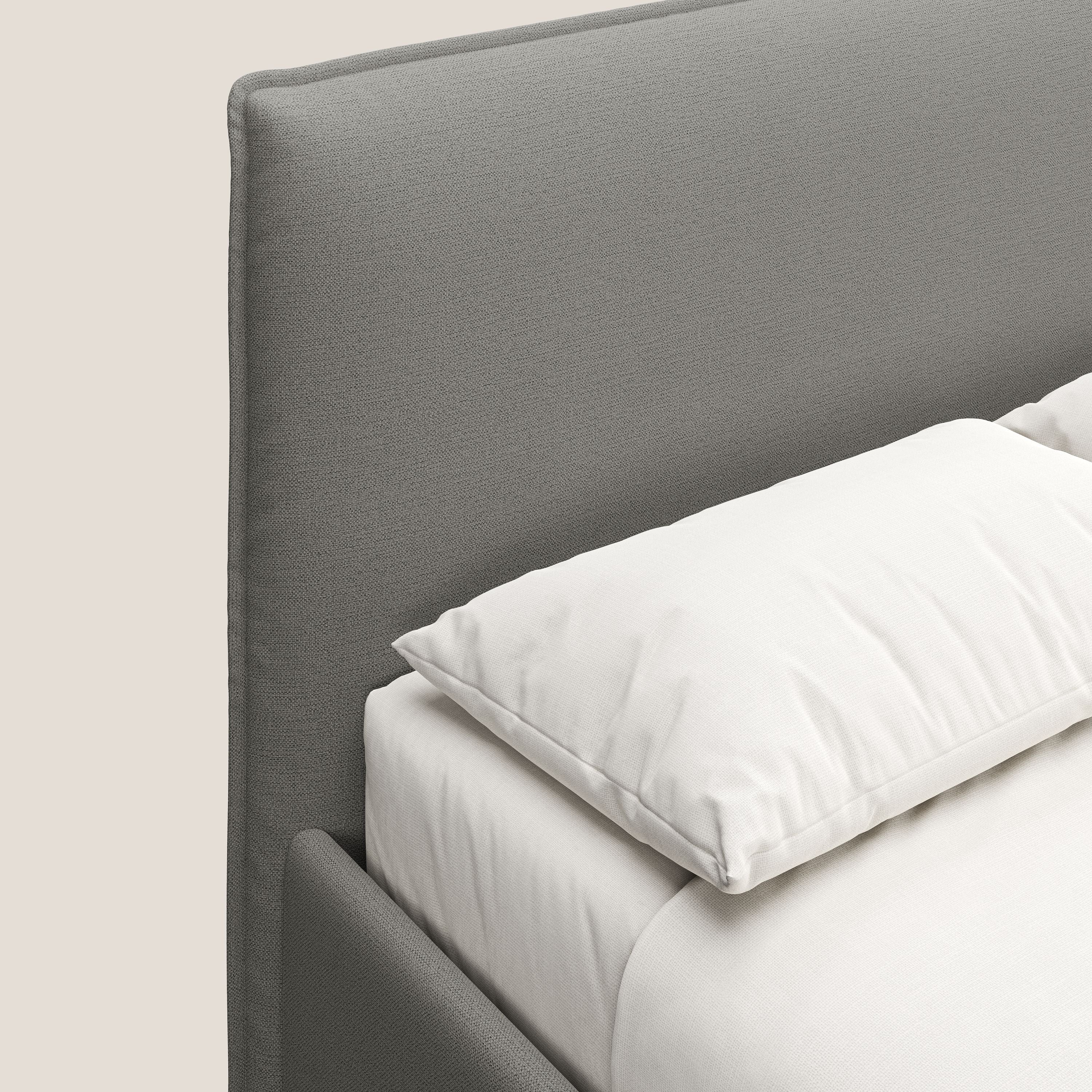 Hunter letto imbottito contenitore sfoderabile in tessuto impermeabile fiammato T19 beige - divani.store