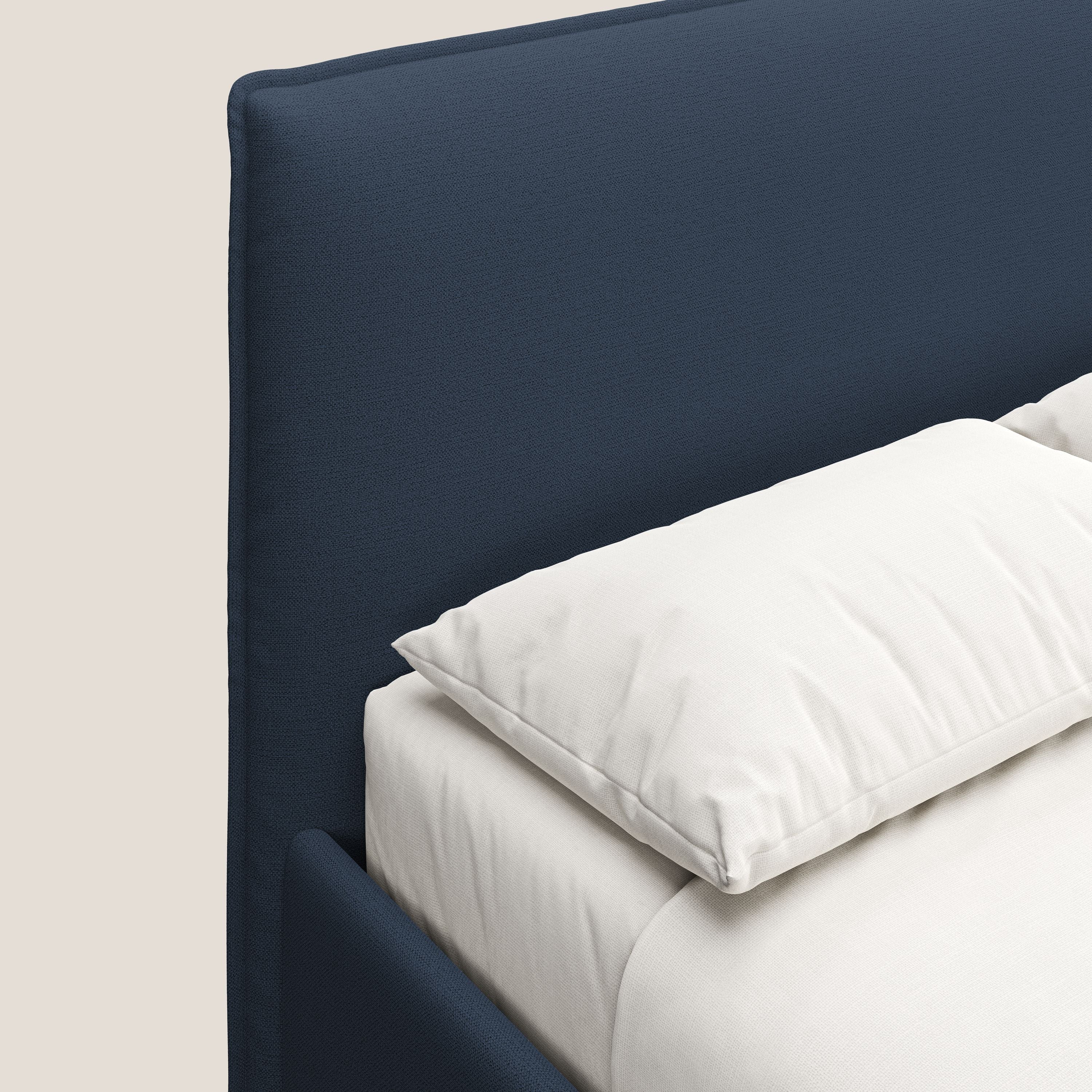 Hunter letto imbottito contenitore sfoderabile in tessuto impermeabile fiammato T19 blu - divani.store