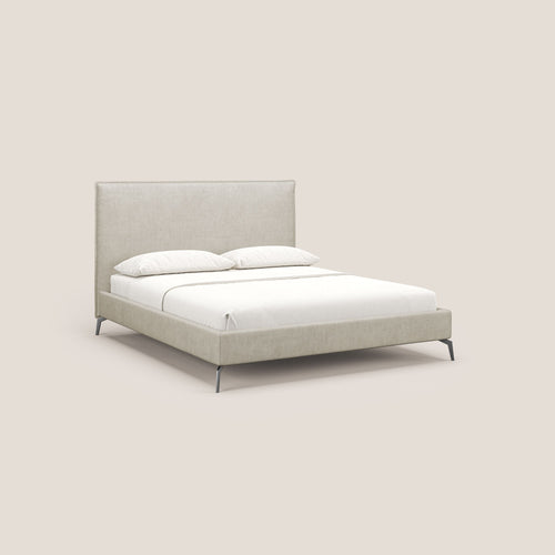 Iris letto imbottito con piedini neri sfoderabile in tessuto impermeabile T02 panna - divani.store