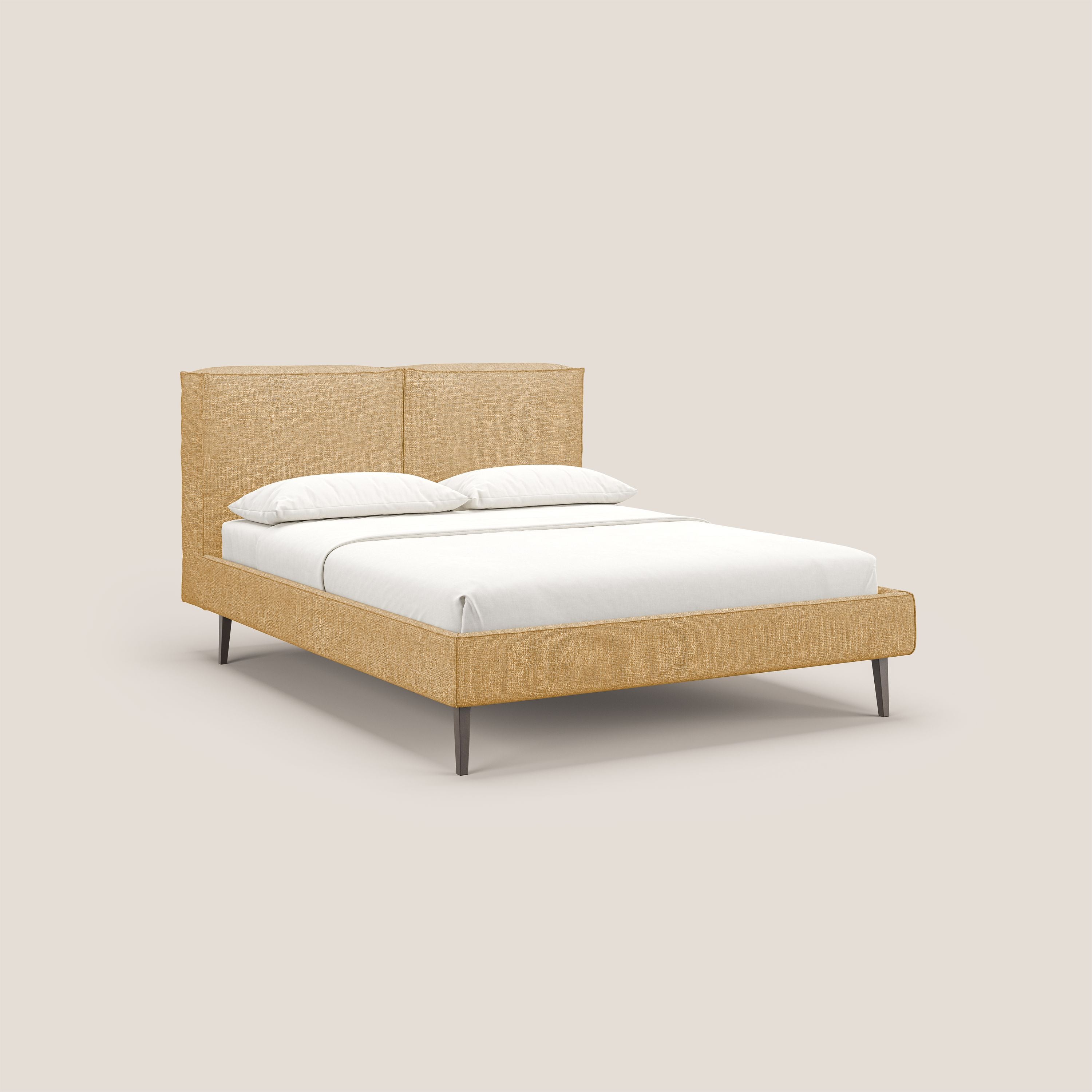 Isotta letto imbottito completamente sfoderabile in morbido tessuti impermeabile T10 giallo - divani.store