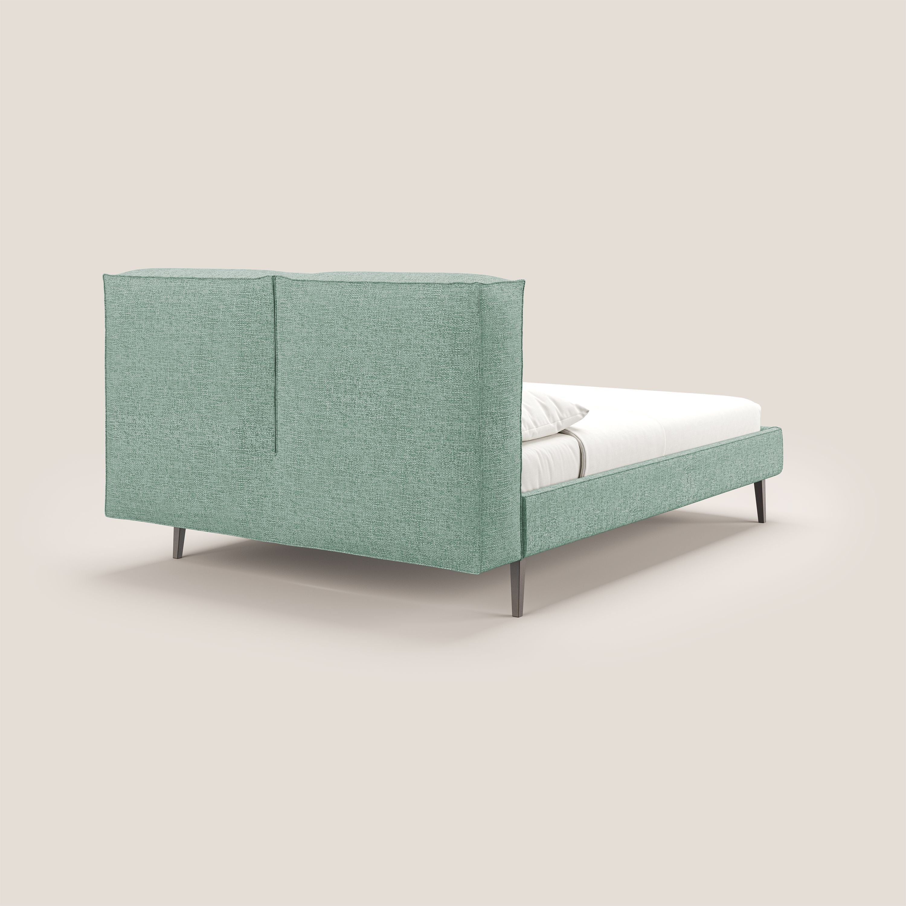 Isotta letto imbottito completamente sfoderabile in morbido tessuti impermeabile T10 verde acqua - divani.store