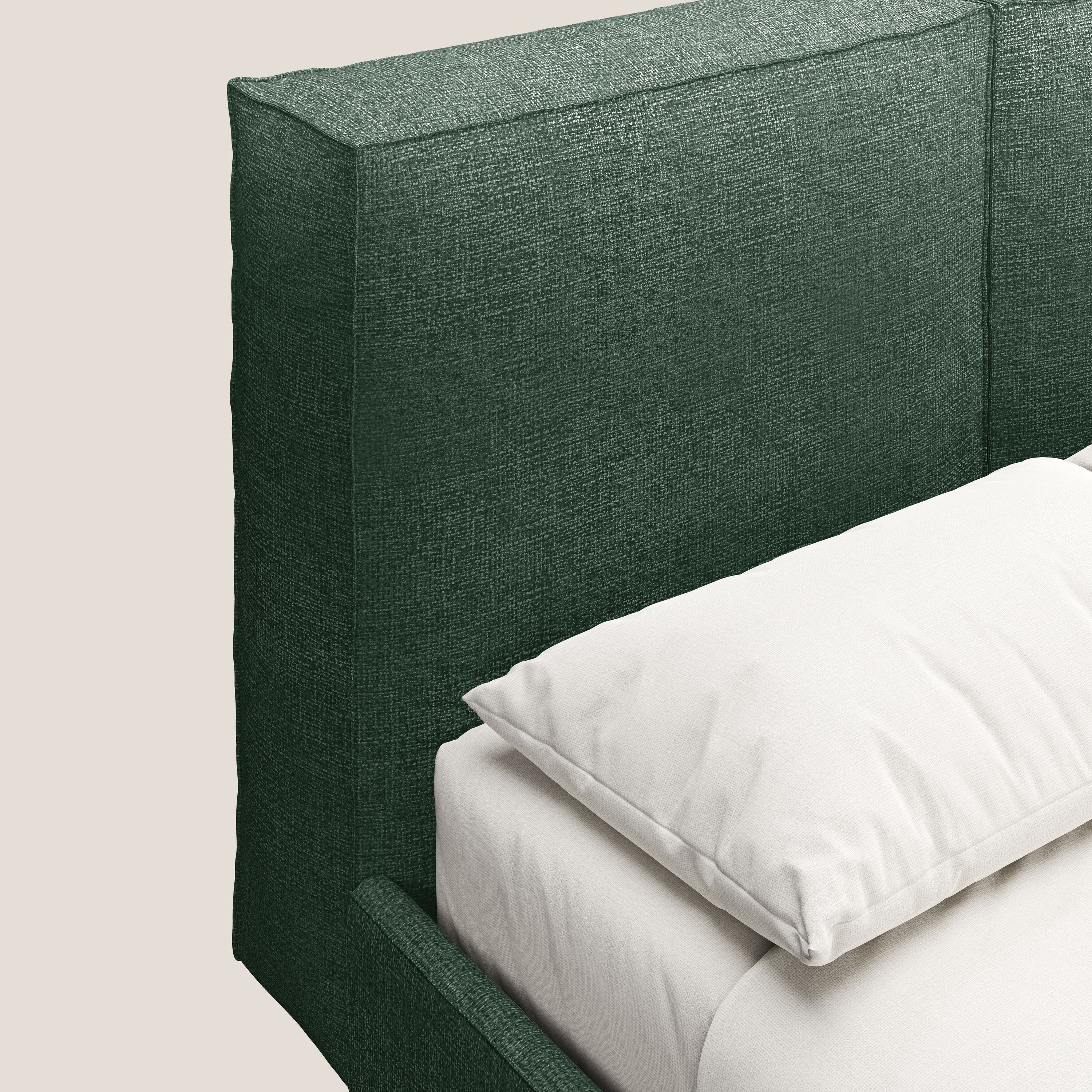 Isotta letto imbottito completamente sfoderabile in morbido tessuti impermeabile T10 verde - divani.store