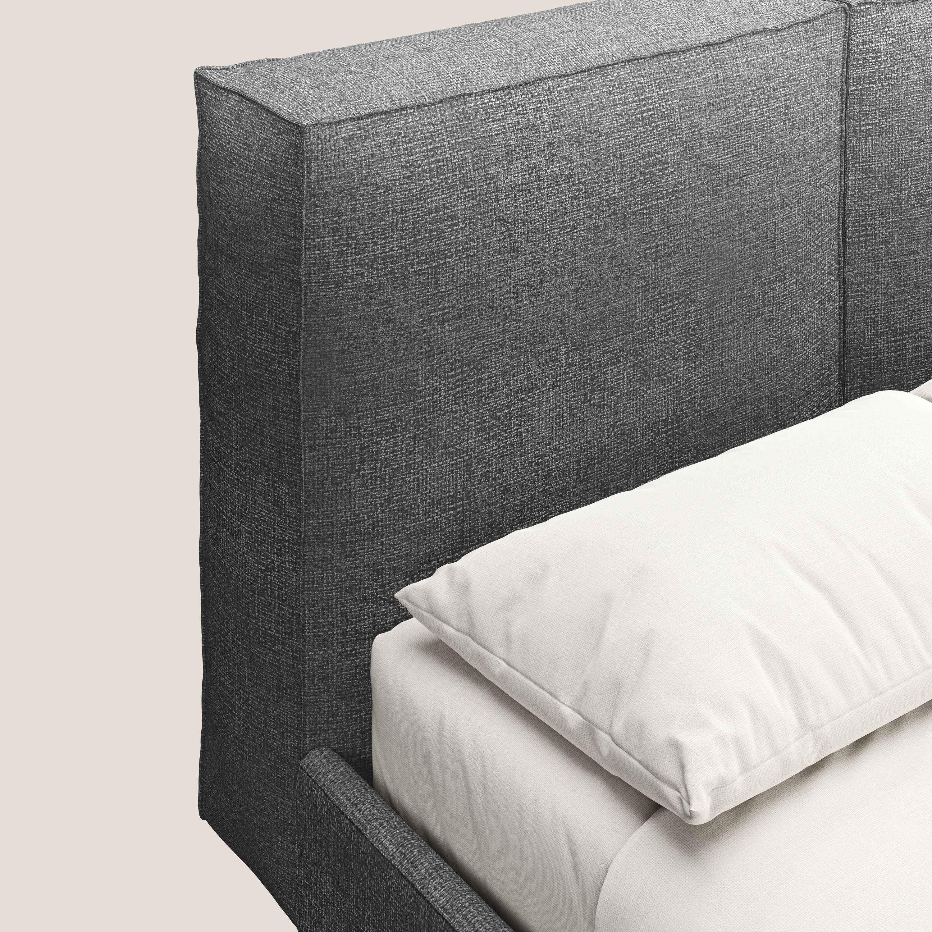 Isotta letto imbottito completamente sfoderabile in morbido tessuti impermeabile T10 antracite - divani.store
