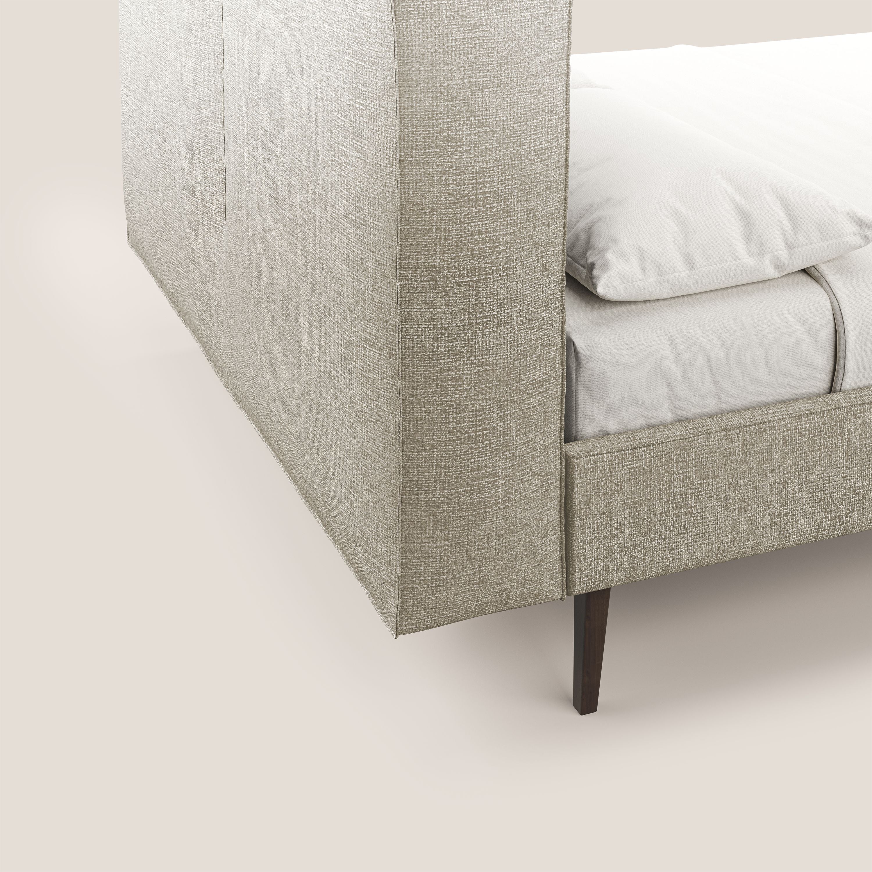 Isotta letto imbottito completamente sfoderabile in morbido tessuti impermeabile T10 tortora - divani.store