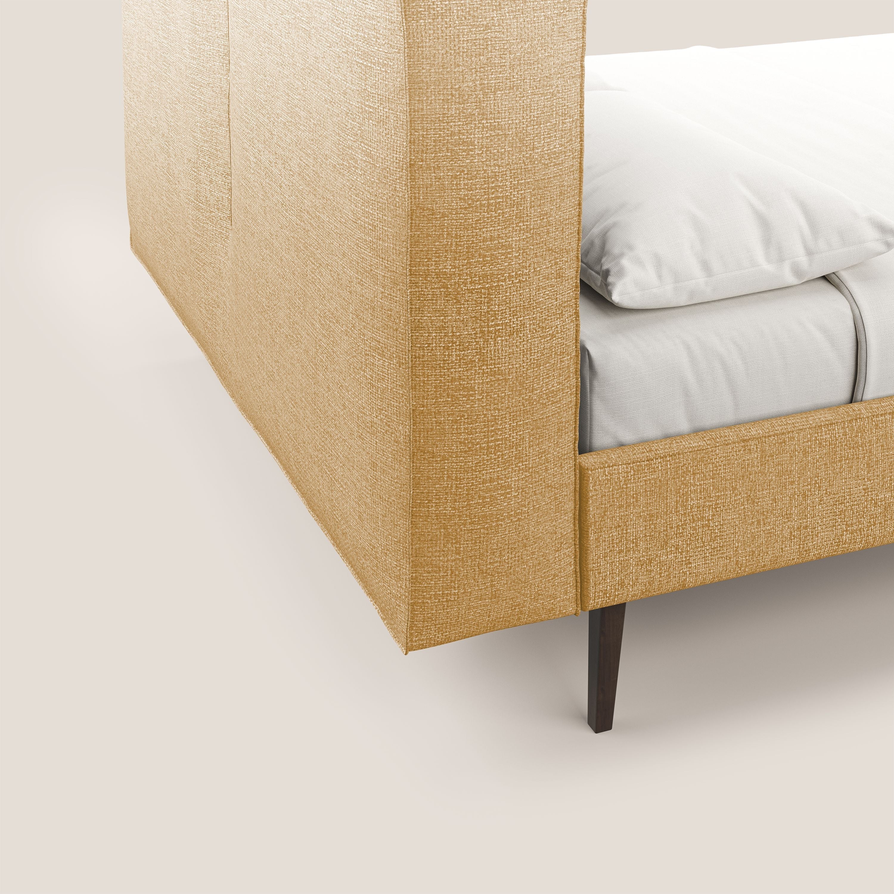 Isotta letto imbottito completamente sfoderabile in morbido tessuti impermeabile T10 giallo - divani.store