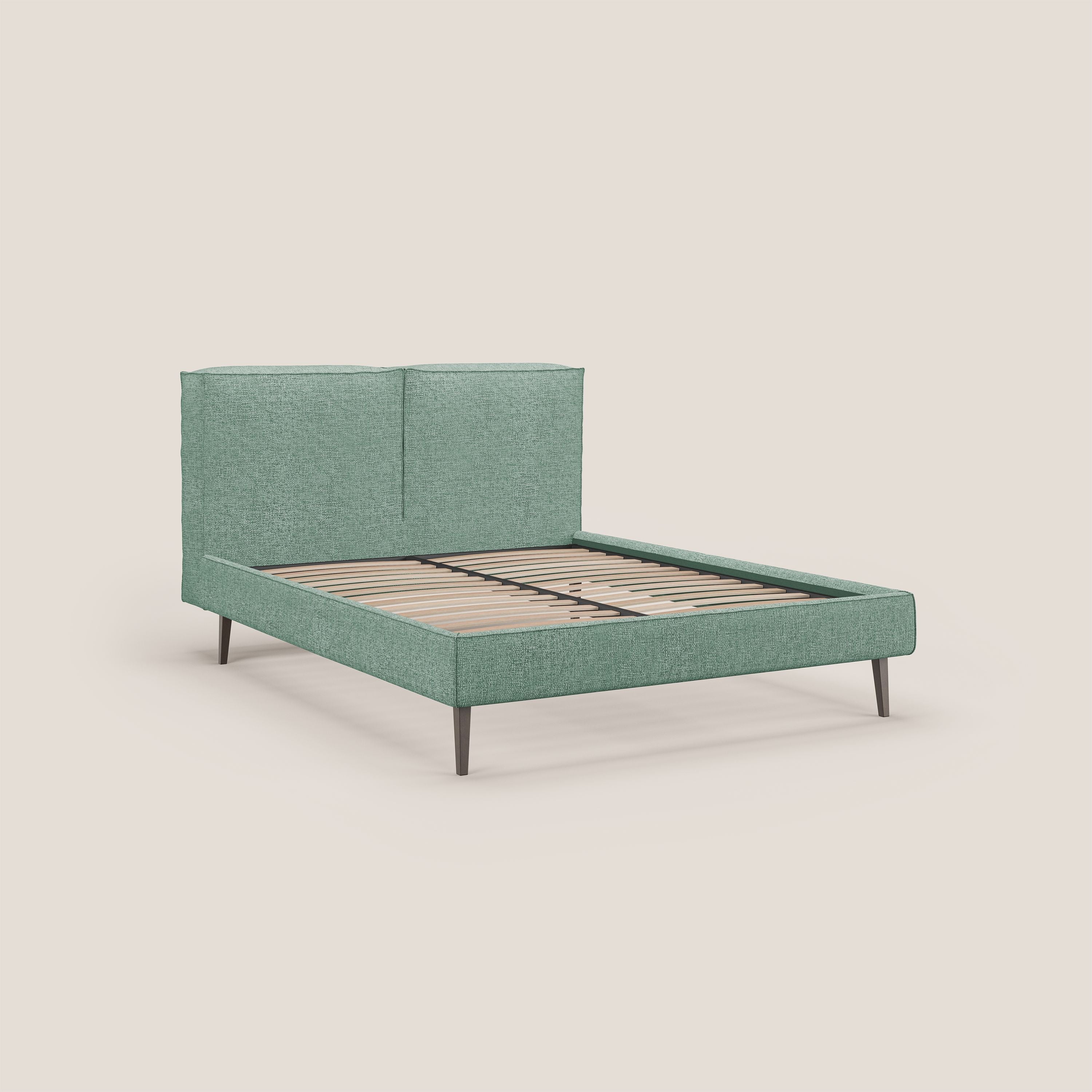 Isotta letto imbottito completamente sfoderabile in morbido tessuti impermeabile T10 verde acqua - divani.store