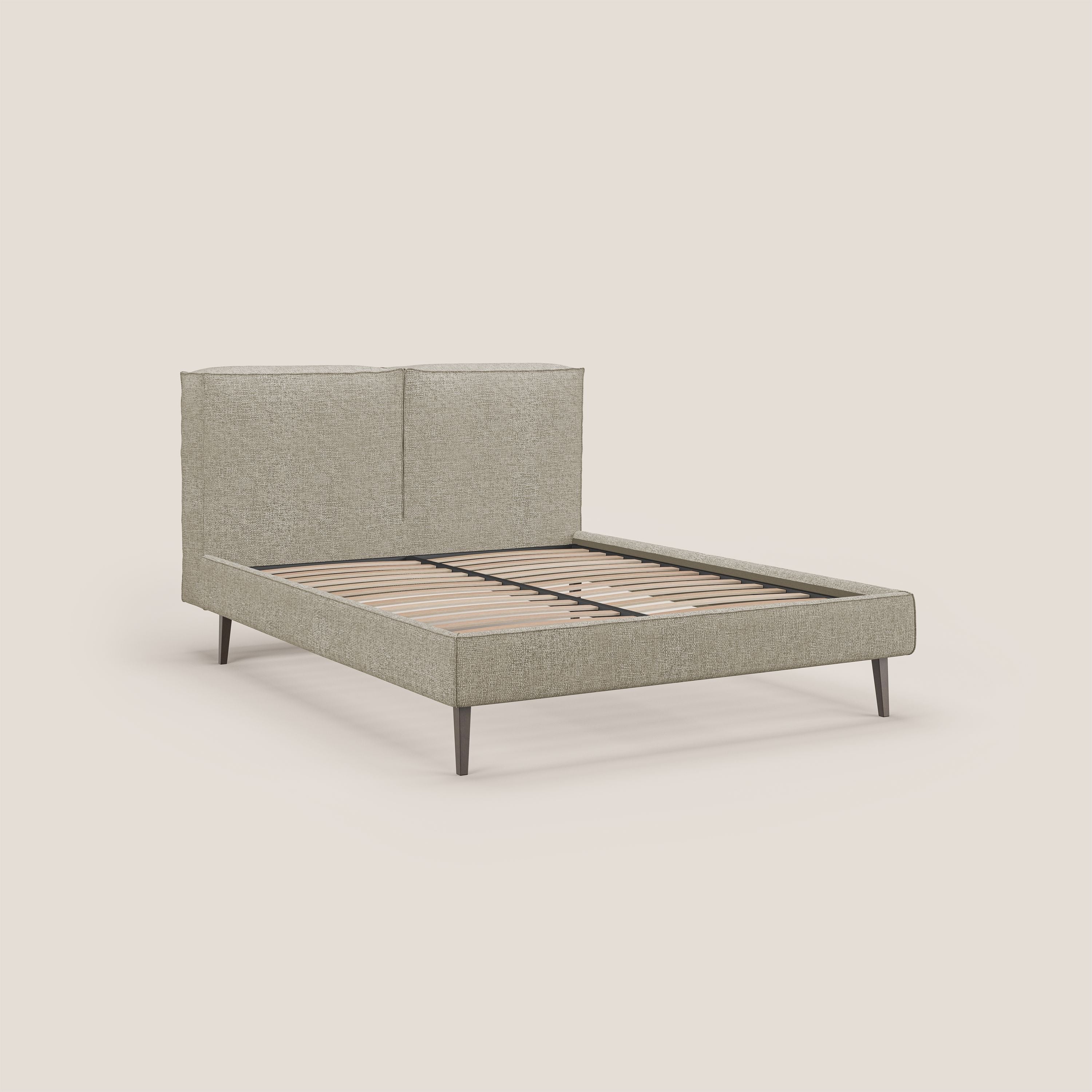 Isotta letto imbottito completamente sfoderabile in morbido tessuti impermeabile T10 tortora - divani.store