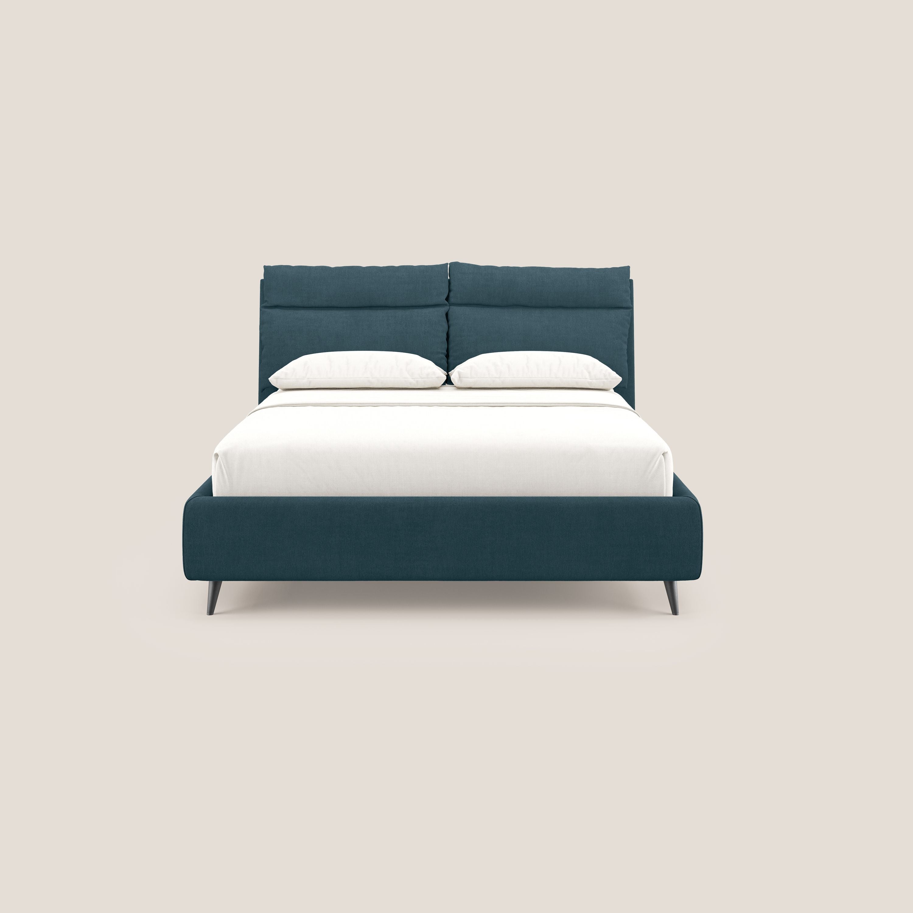 Jerry letto imbottito contenitore e cuscini reclinabili in tessuto smacchiabile T17 petrolio - divani.store