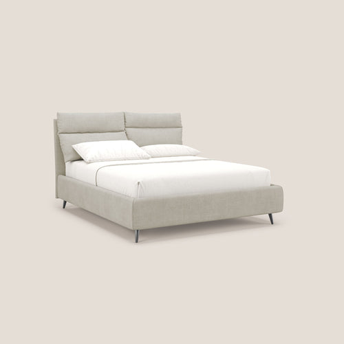 Jerry letto imbottito contenitore e cuscini reclinabili in tessuto smacchiabile T17 panna - divani.store