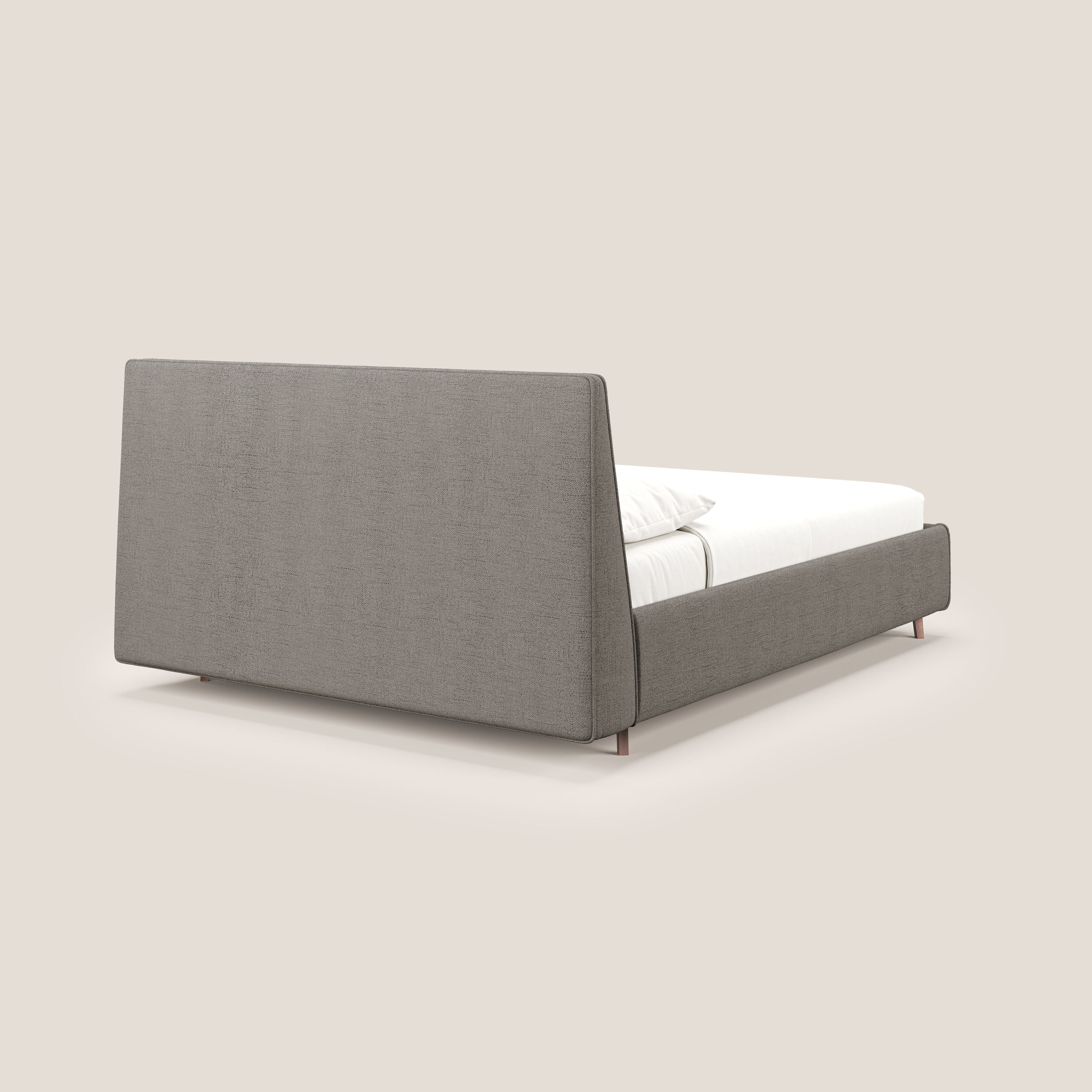 Justin letto imbottito contenitore e sfoderabile in tessuto fiammato impermeabile T03 talpa - divani.store