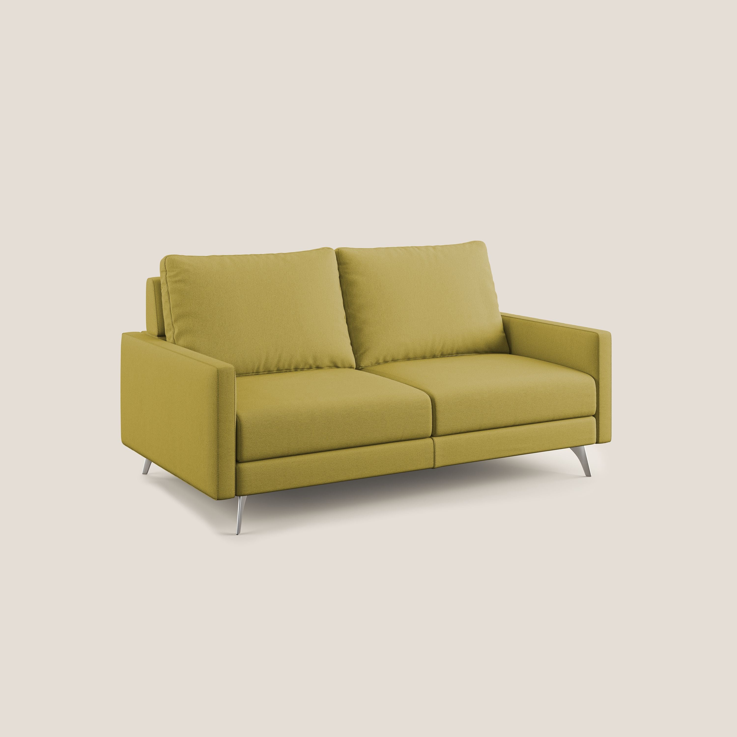 Klimt divano con sedute allungabili e schienali in piuma d'oca in tessuto smacchiabile T05 giallo - divani.store