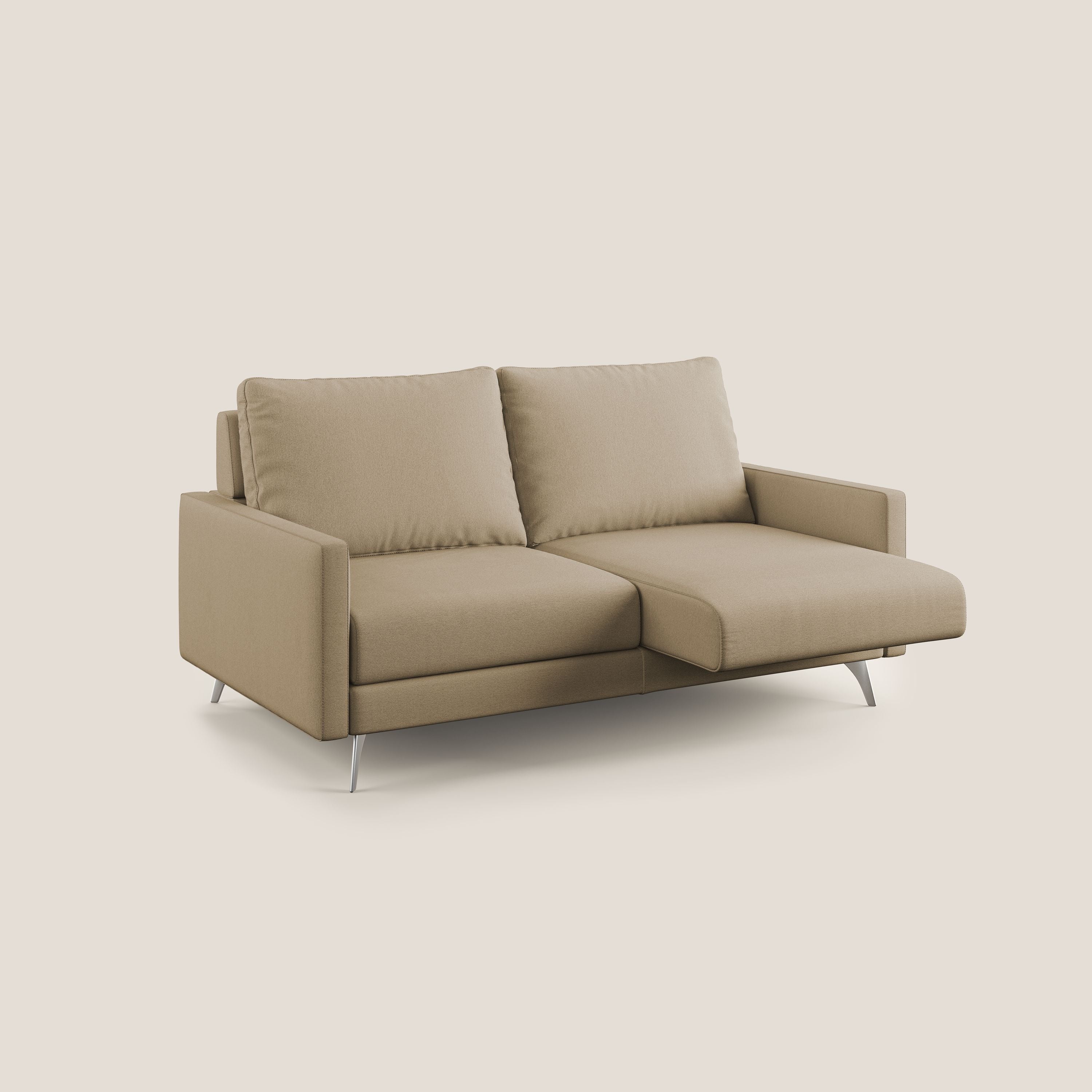 Klimt divano con sedute allungabili e schienali in piuma d'oca in tessuto smacchiabile T05 beige - divani.store