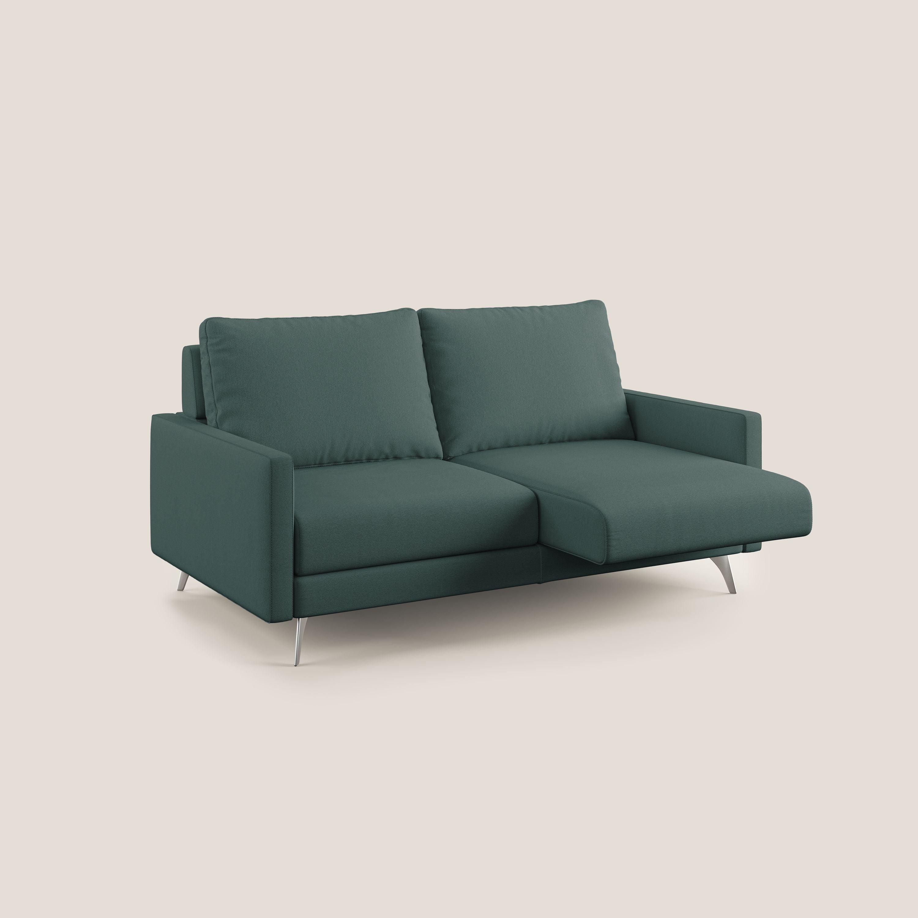 Klimt divano con sedute allungabili e schienali in piuma d'oca in tessuto smacchiabile T05 verde - divani.store