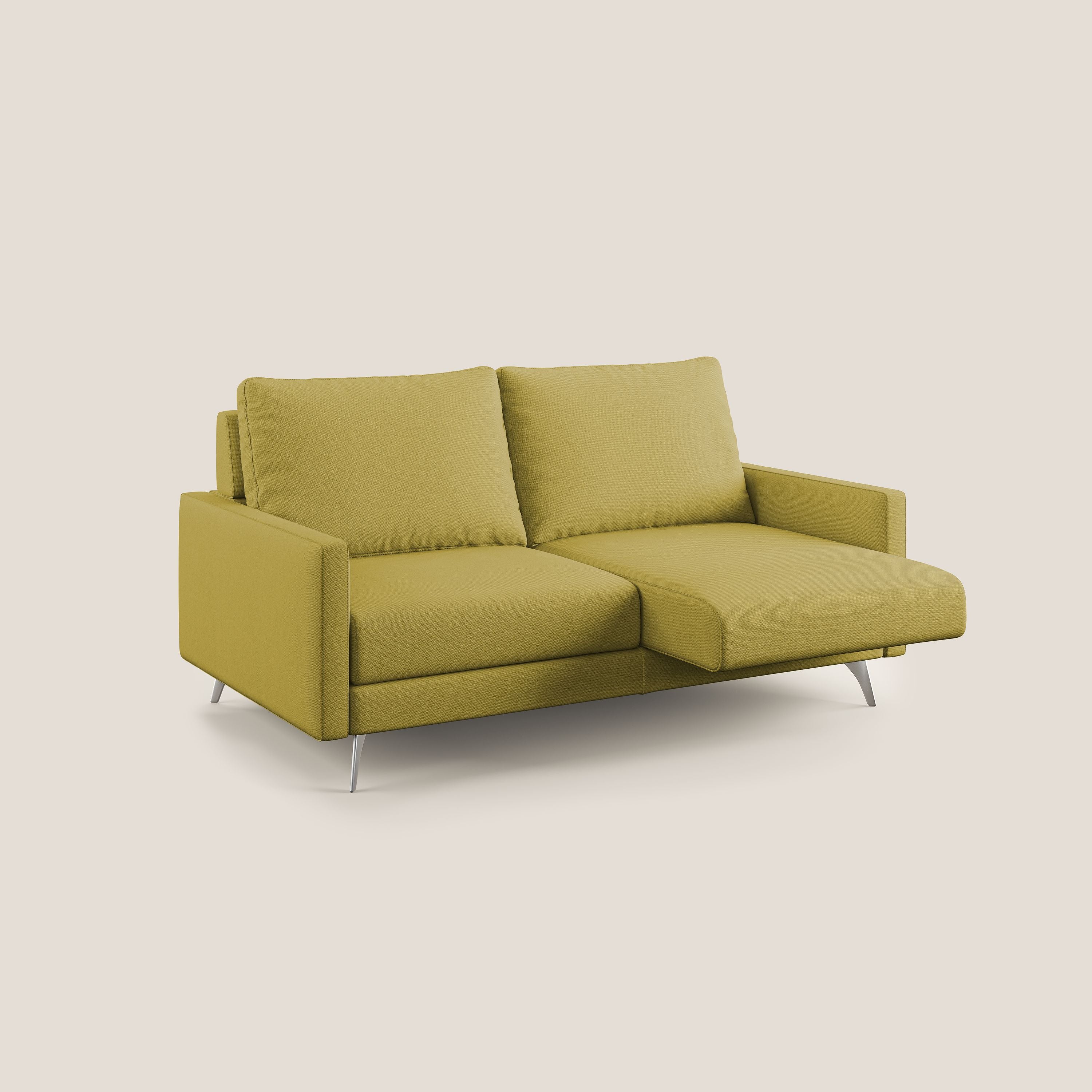 Klimt divano con sedute allungabili e schienali in piuma d'oca in tessuto smacchiabile T05 giallo - divani.store