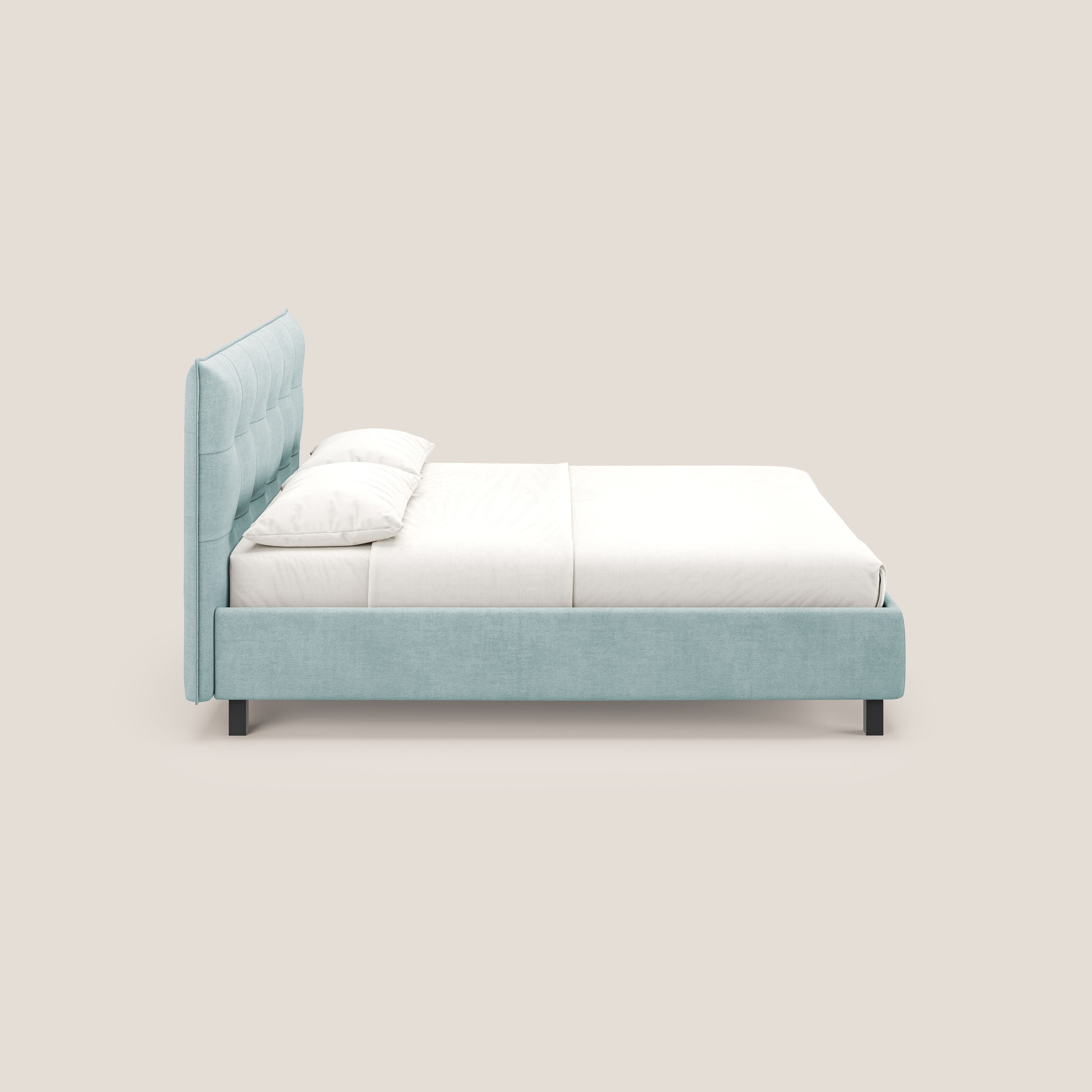 Liam letto contenitore con testata trapuntata in tessuto smacchiabile T17 verde acqua - divani.store