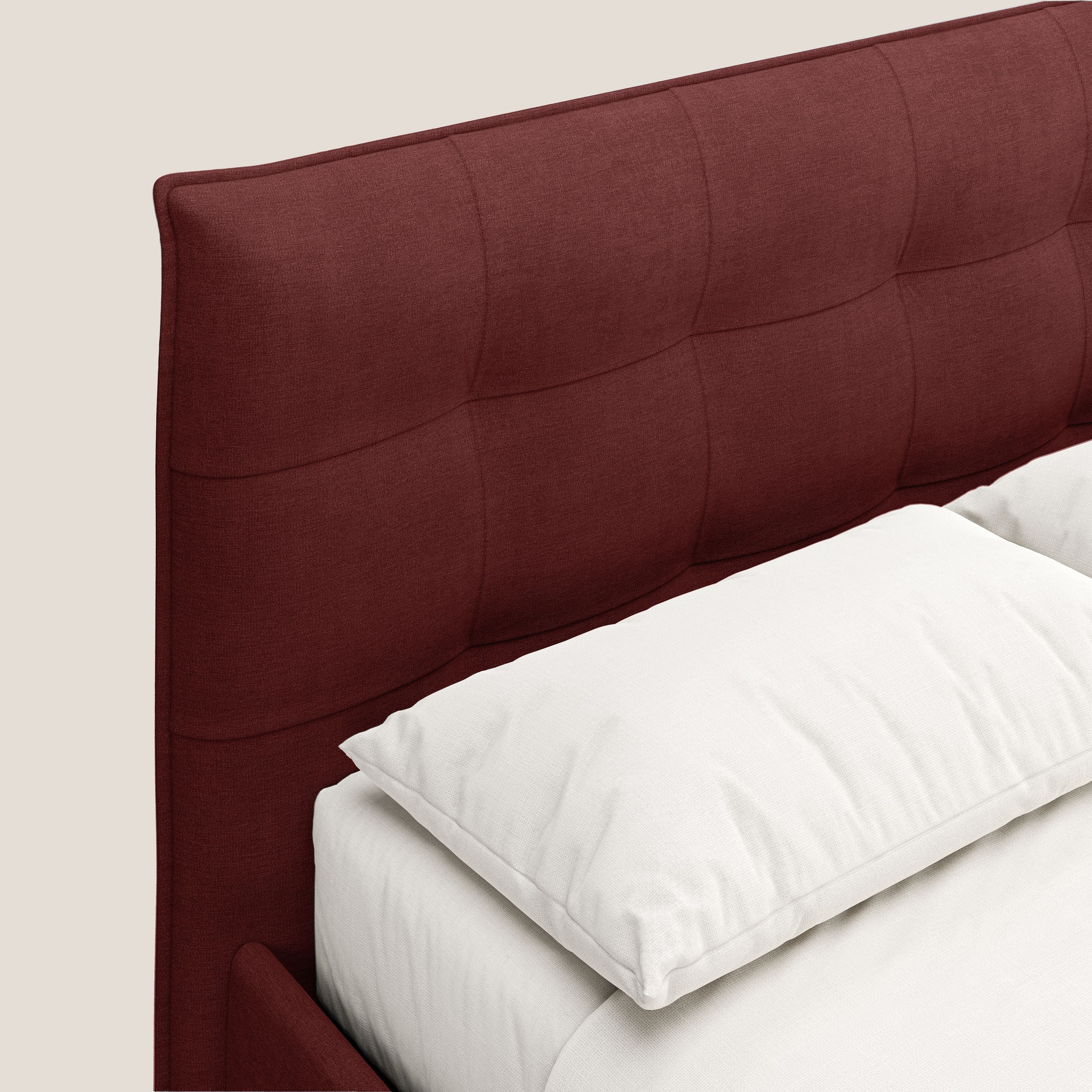 Liam letto contenitore con testata trapuntata in tessuto smacchiabile T17 rosso - divani.store