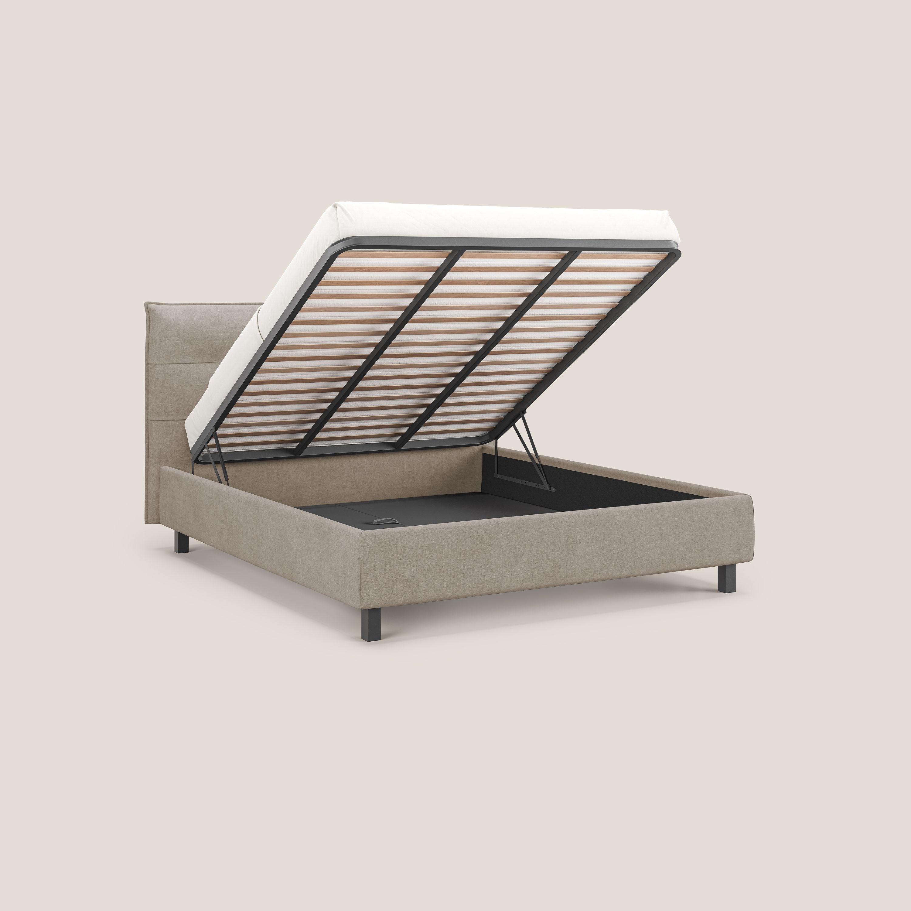 Liam letto contenitore con testata trapuntata in tessuto smacchiabile T17 beige - divani.store