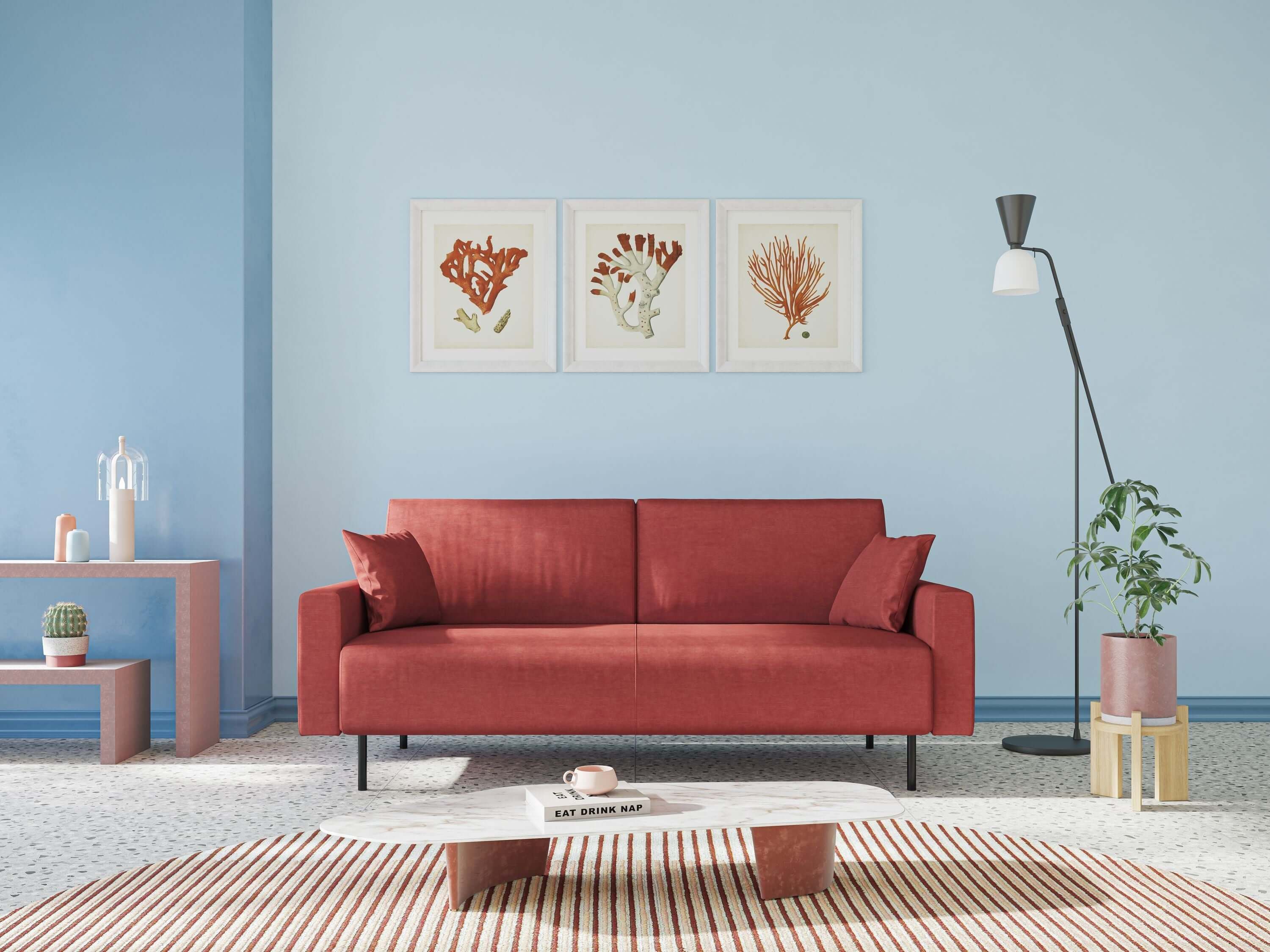 Arthur divano moderno in velluto morbido impermeabile T01 panna - divani.store