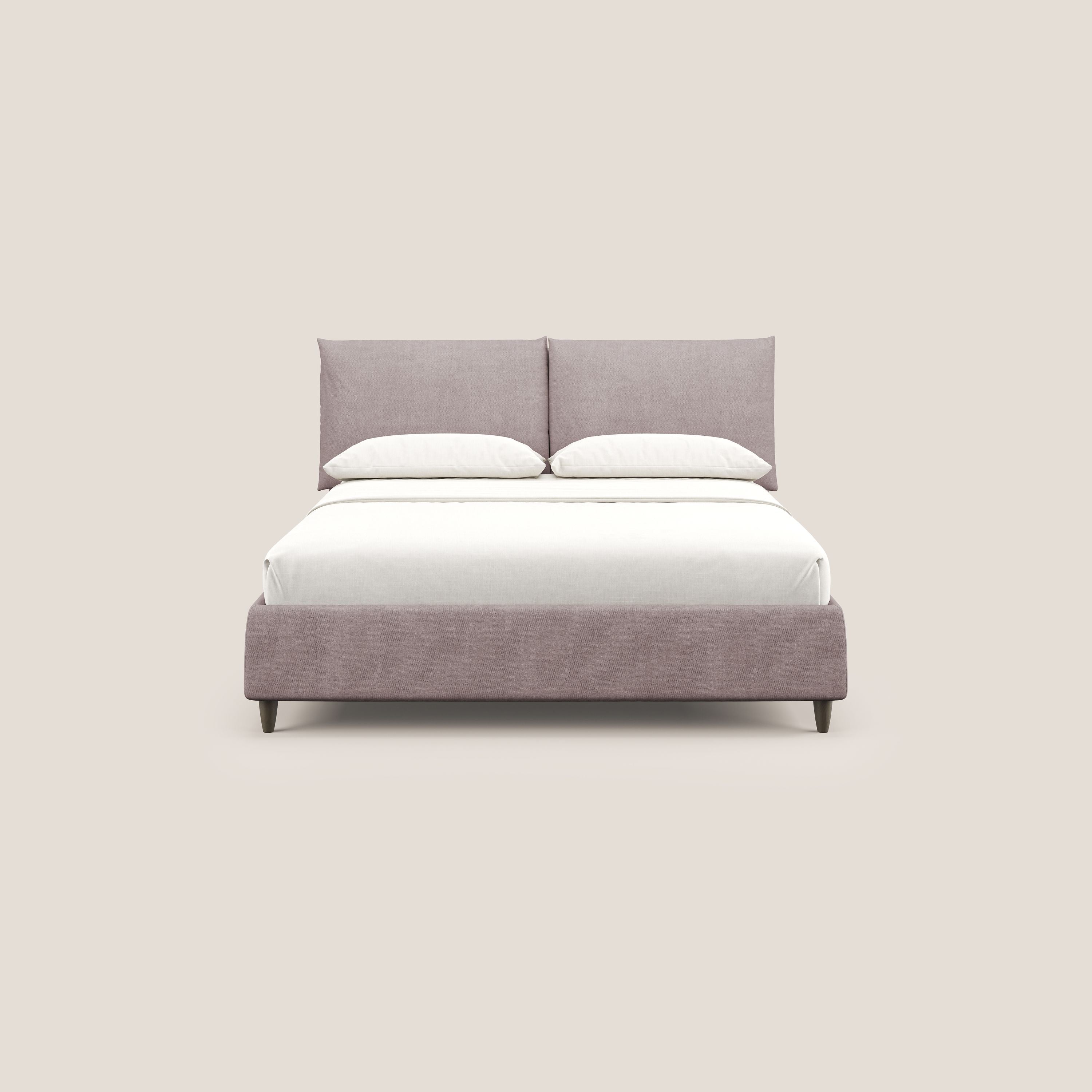 Mariana letto imbottito contenitore con cuscini in tessuto impermeabile T02 rosa - divani.store