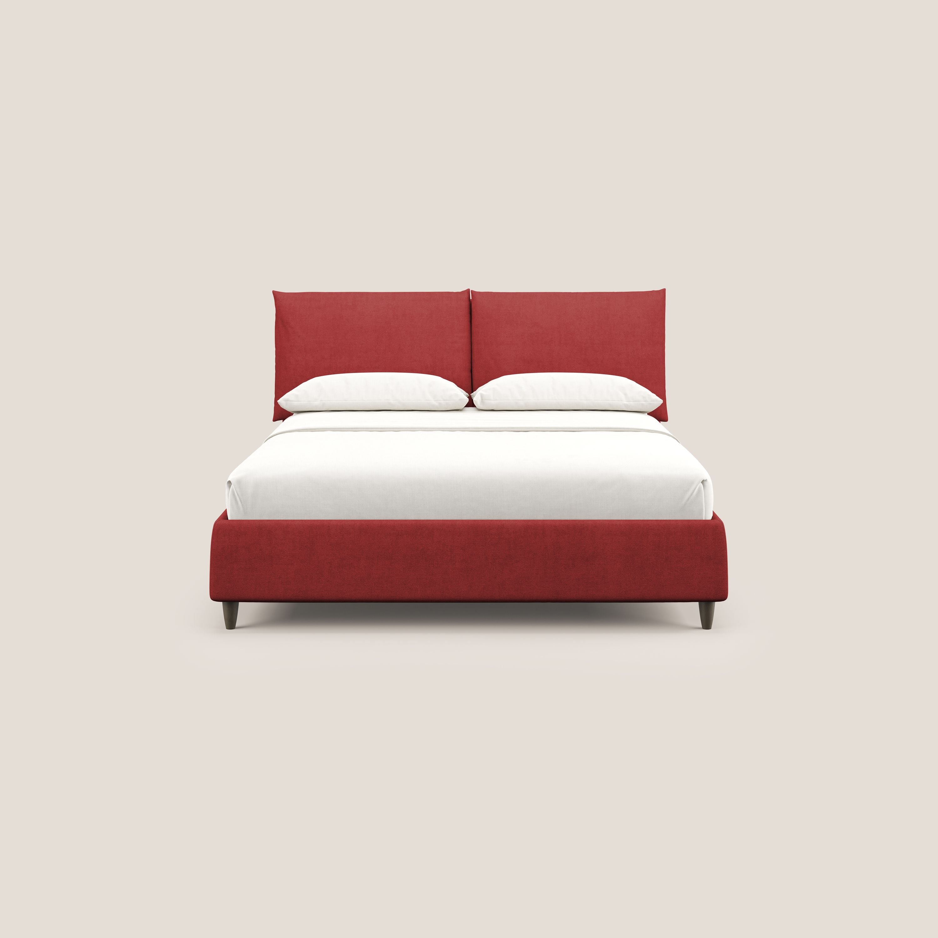 Mariana letto imbottito contenitore con cuscini in tessuto impermeabile T02 rosso - divani.store
