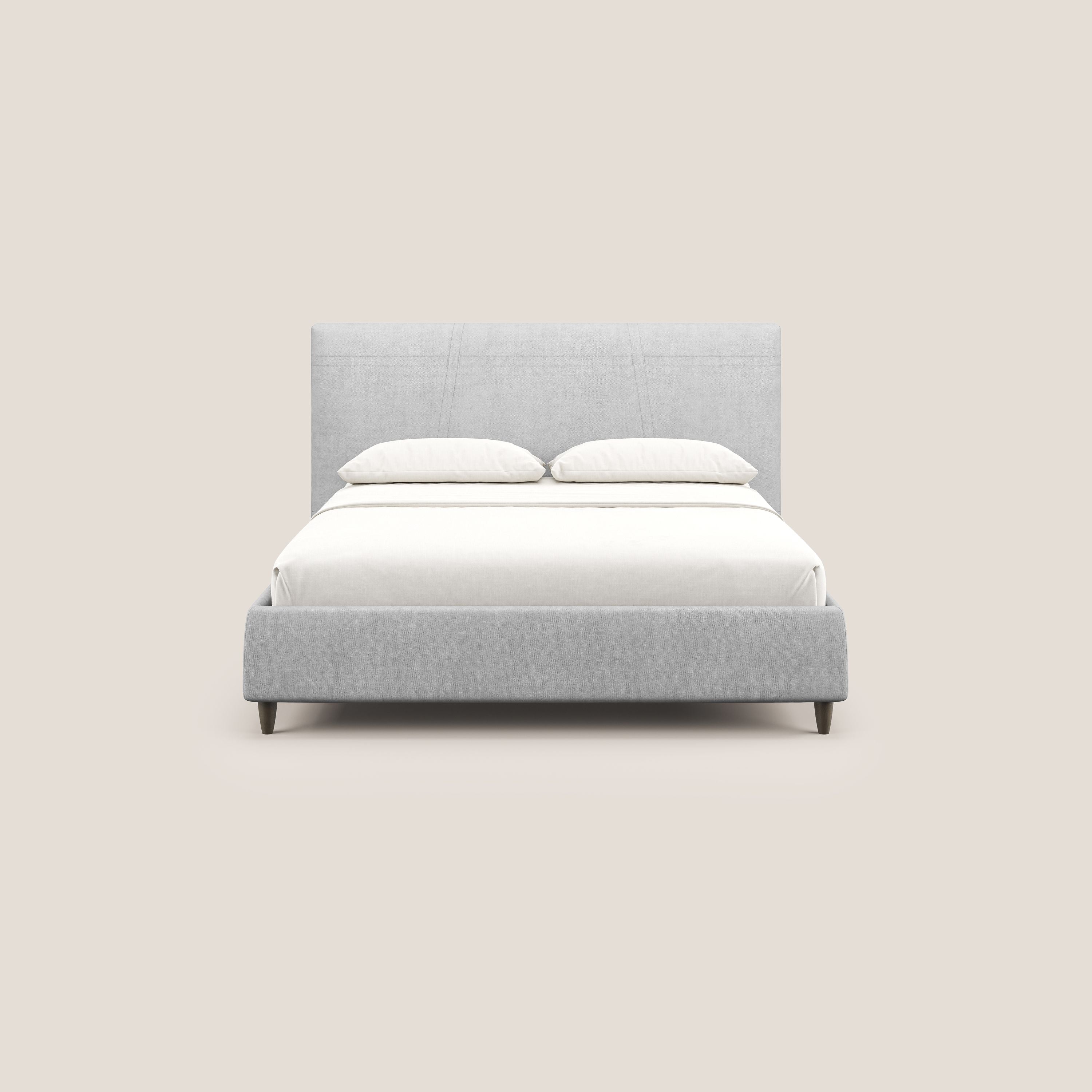 Martina letto imbottito contenitore in tessuto impermeabile T02 grigio chiaro - divani.store