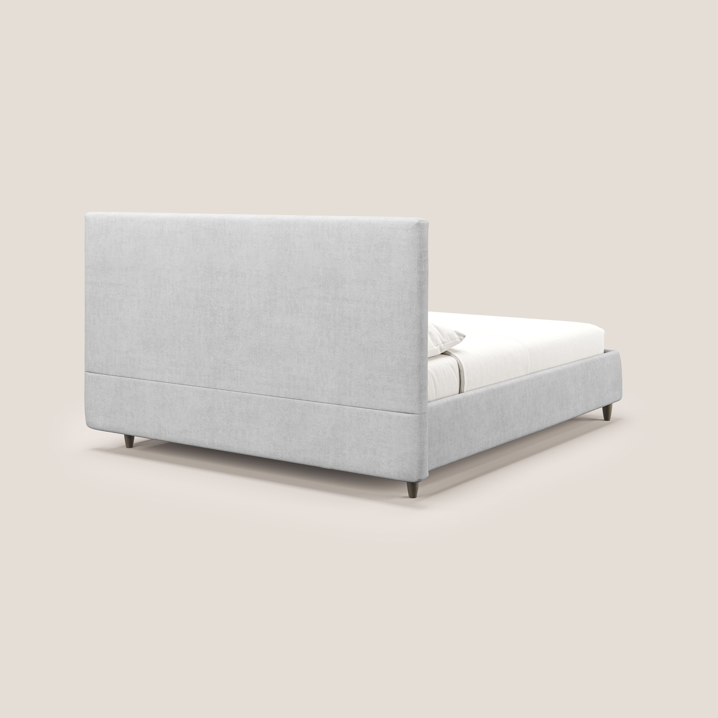Martina letto imbottito contenitore in tessuto impermeabile T02 grigio chiaro - divani.store
