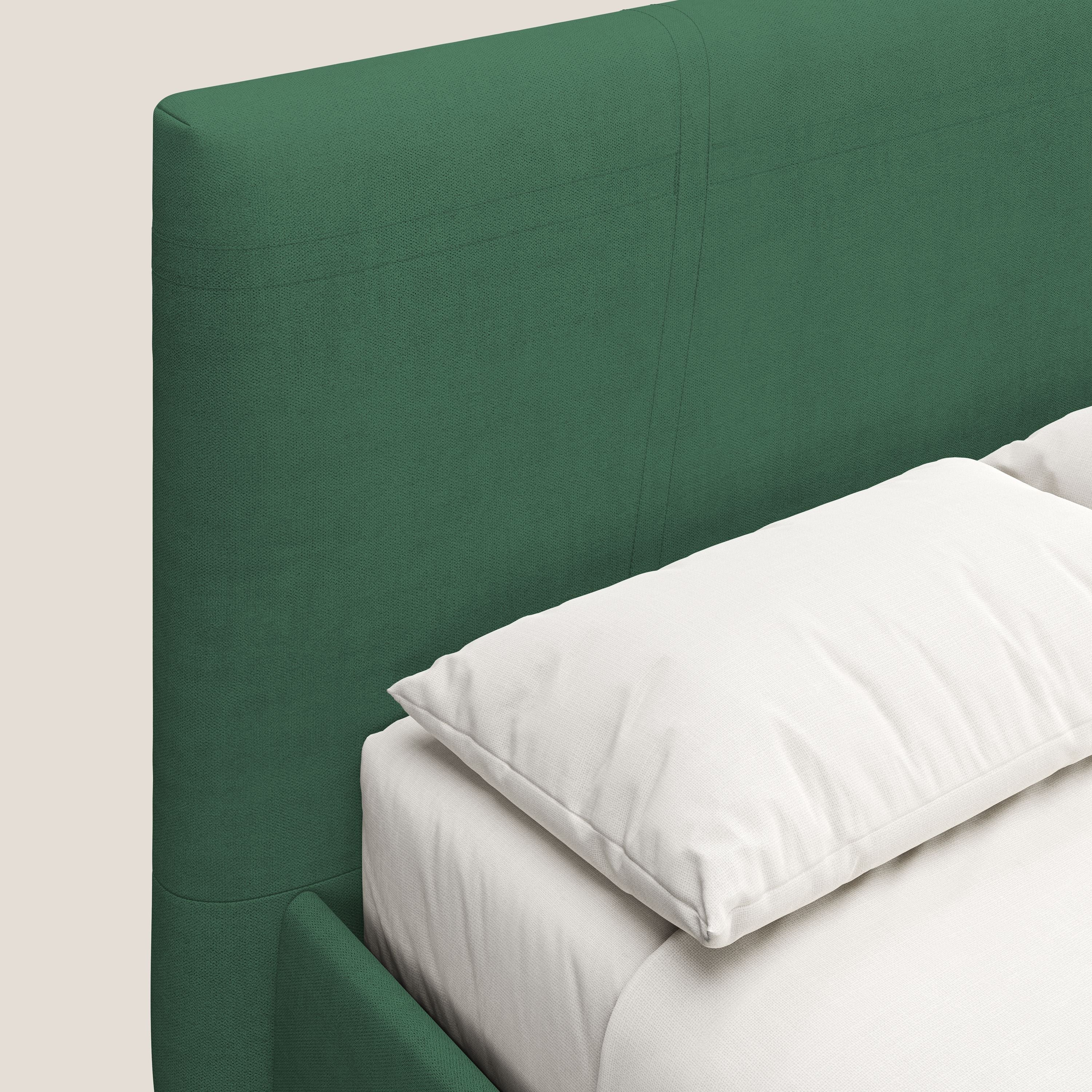 Martina letto imbottito contenitore in tessuto impermeabile T02 verde - divani.store