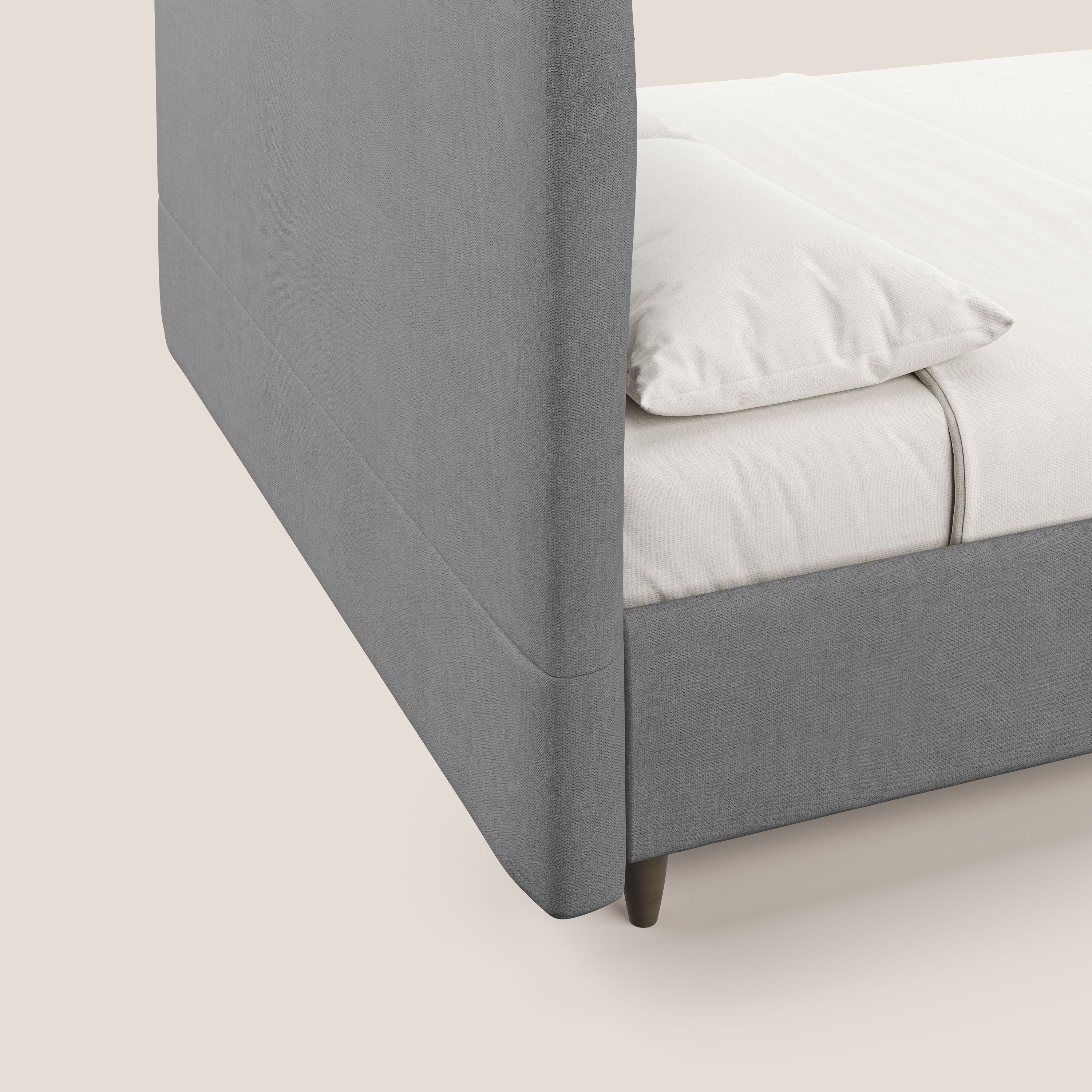 Martina letto imbottito contenitore in tessuto impermeabile T02 grigio - divani.store