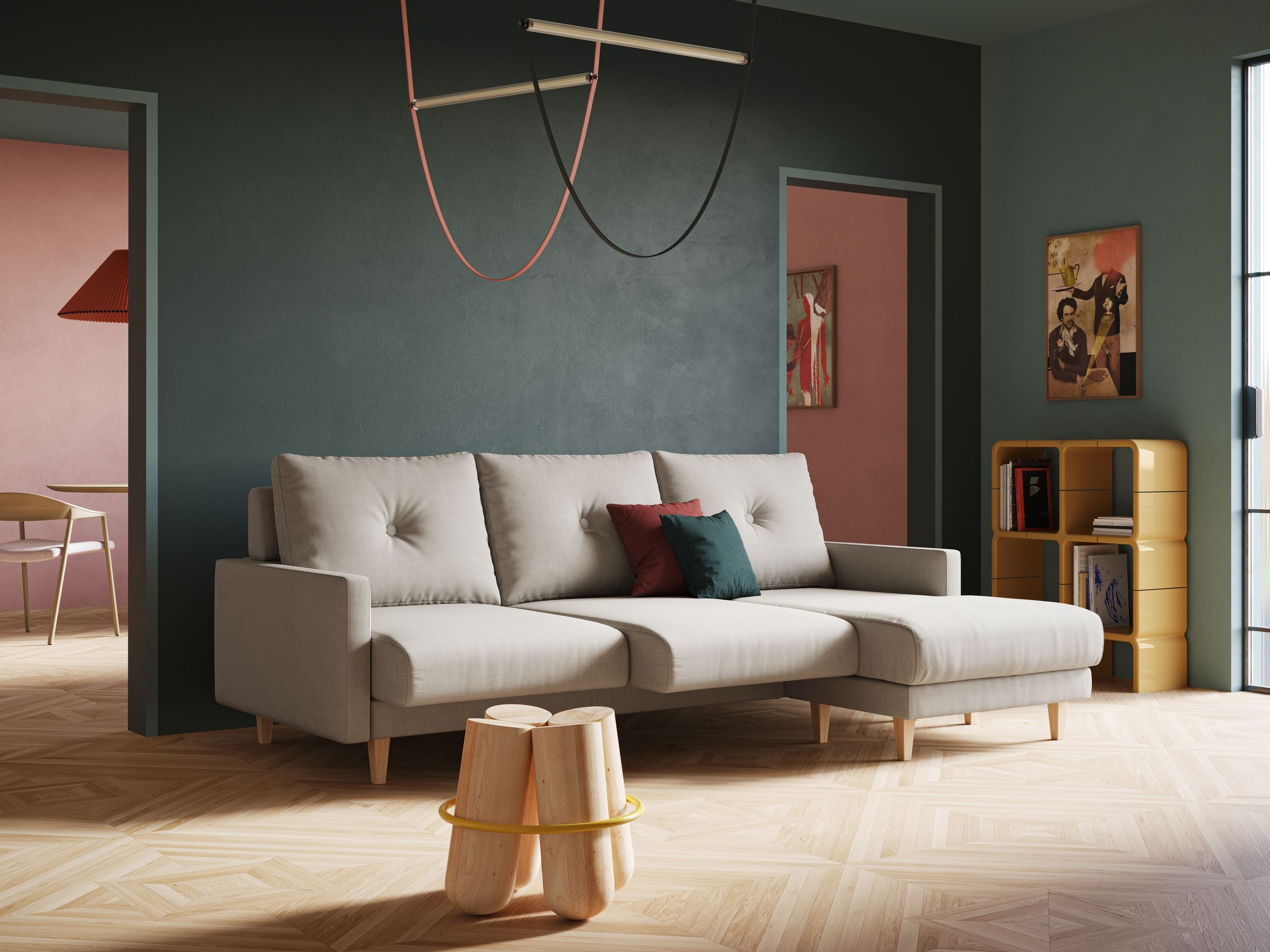 Matisse Divano angolare con sedute scorrevoli in tessuto morbido smacchiabile T17 panna - divani.store