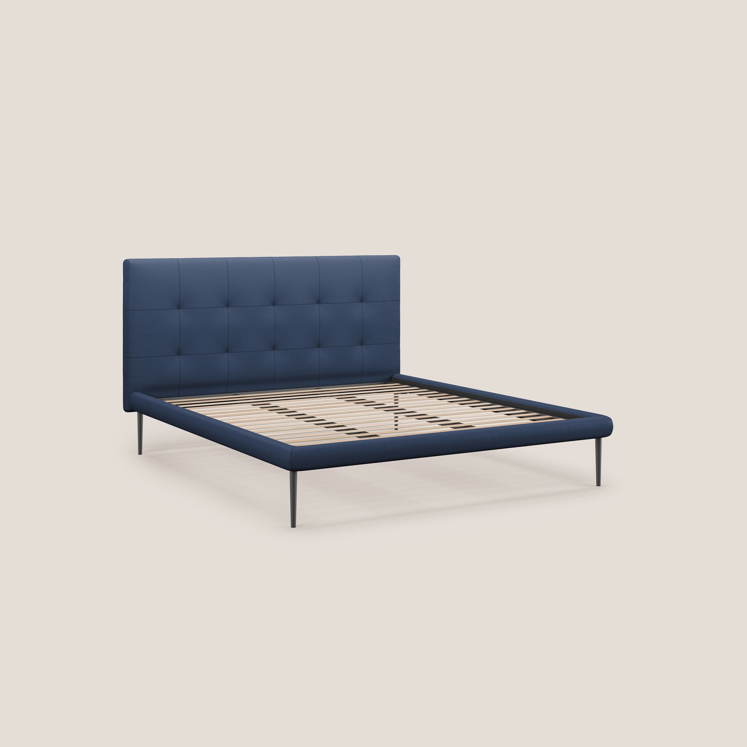 Midori letto imbottito trapuntato in ecopelle con piedini alti T04 - divani.store