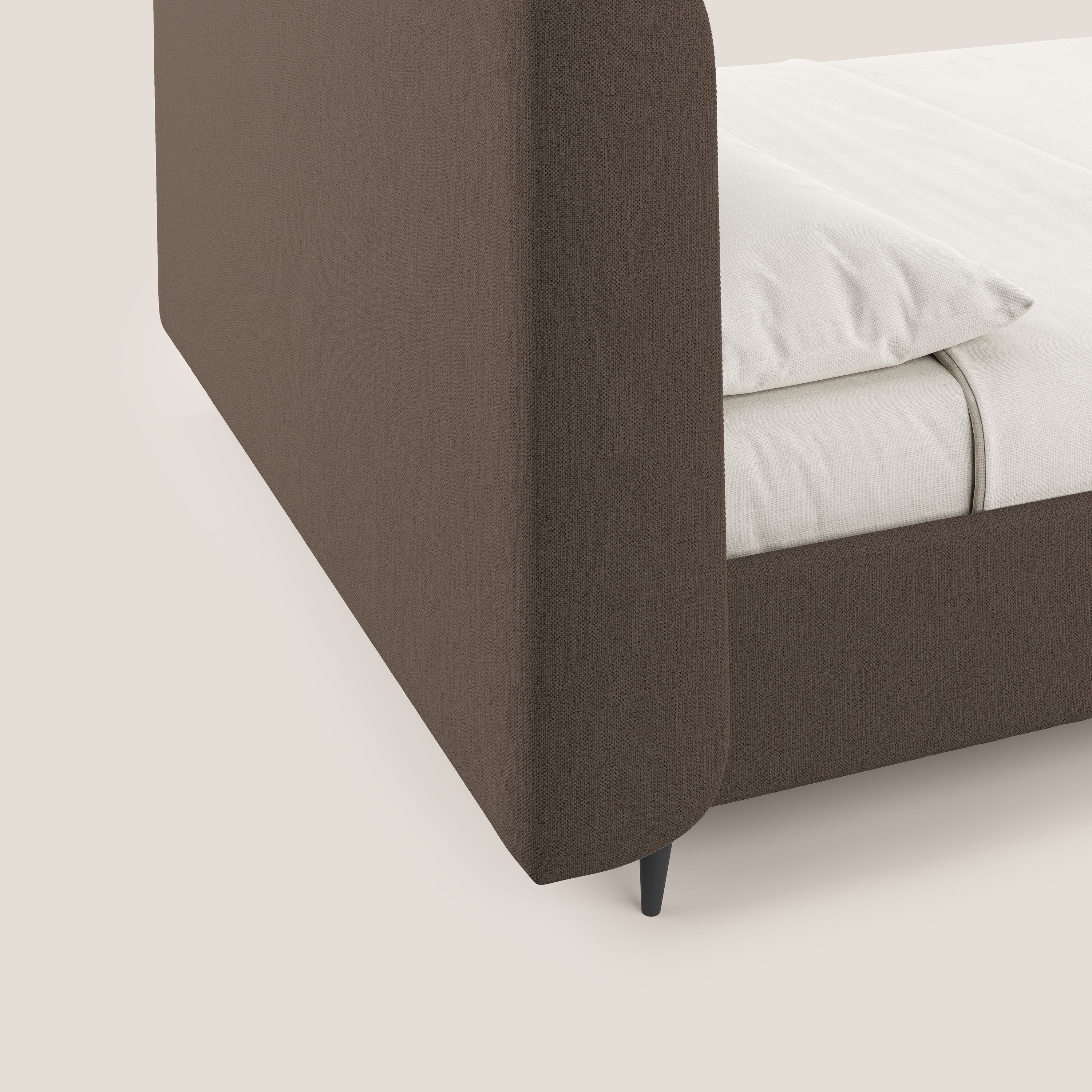 Nadine letto contenitore di design e comfort Italiano in tessuto impermeabile T19 marrone - divani.store