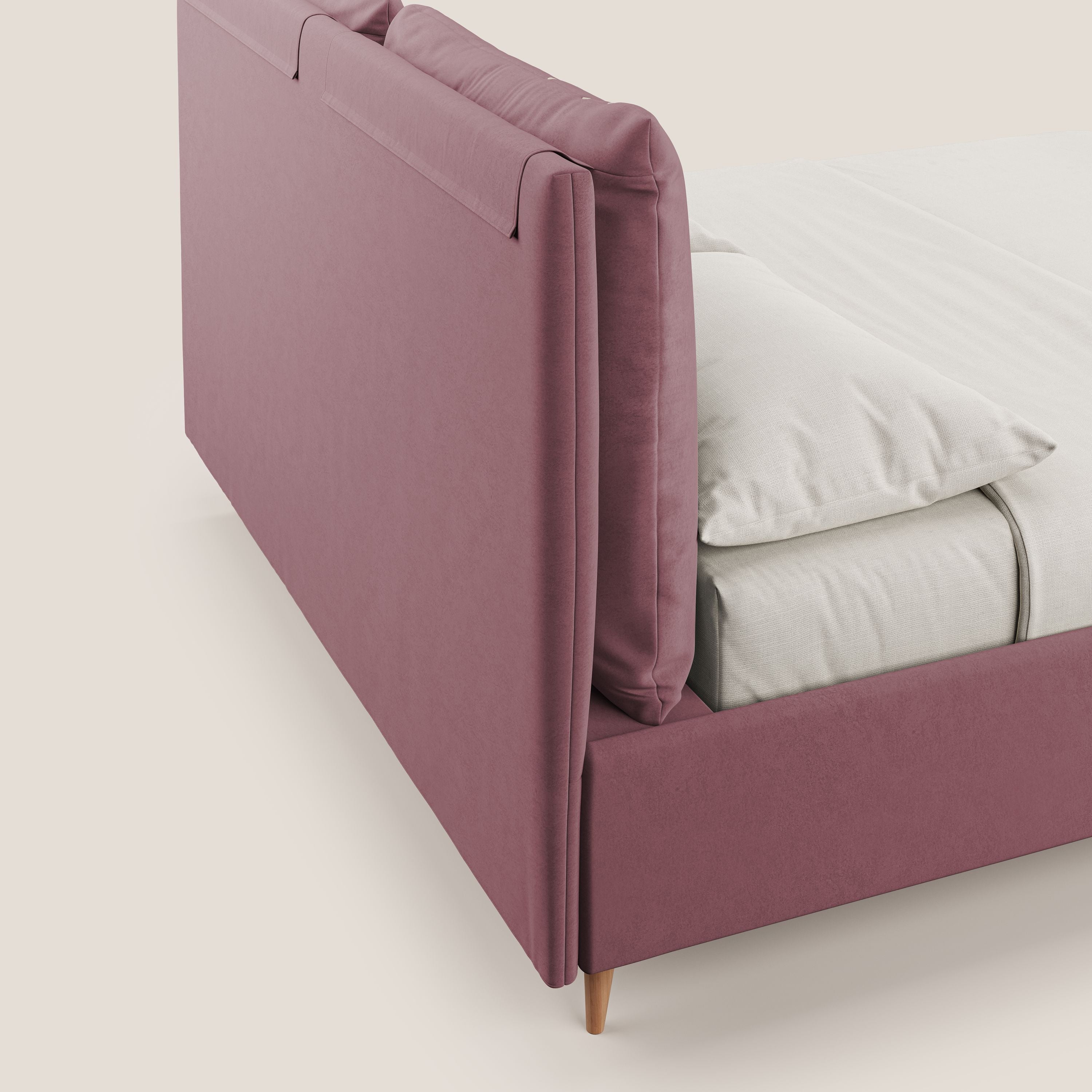 Nathan letto contenitore con cuscini regolabili con tasche in microfibra velluto impermeabile T09 salmone - divani.store