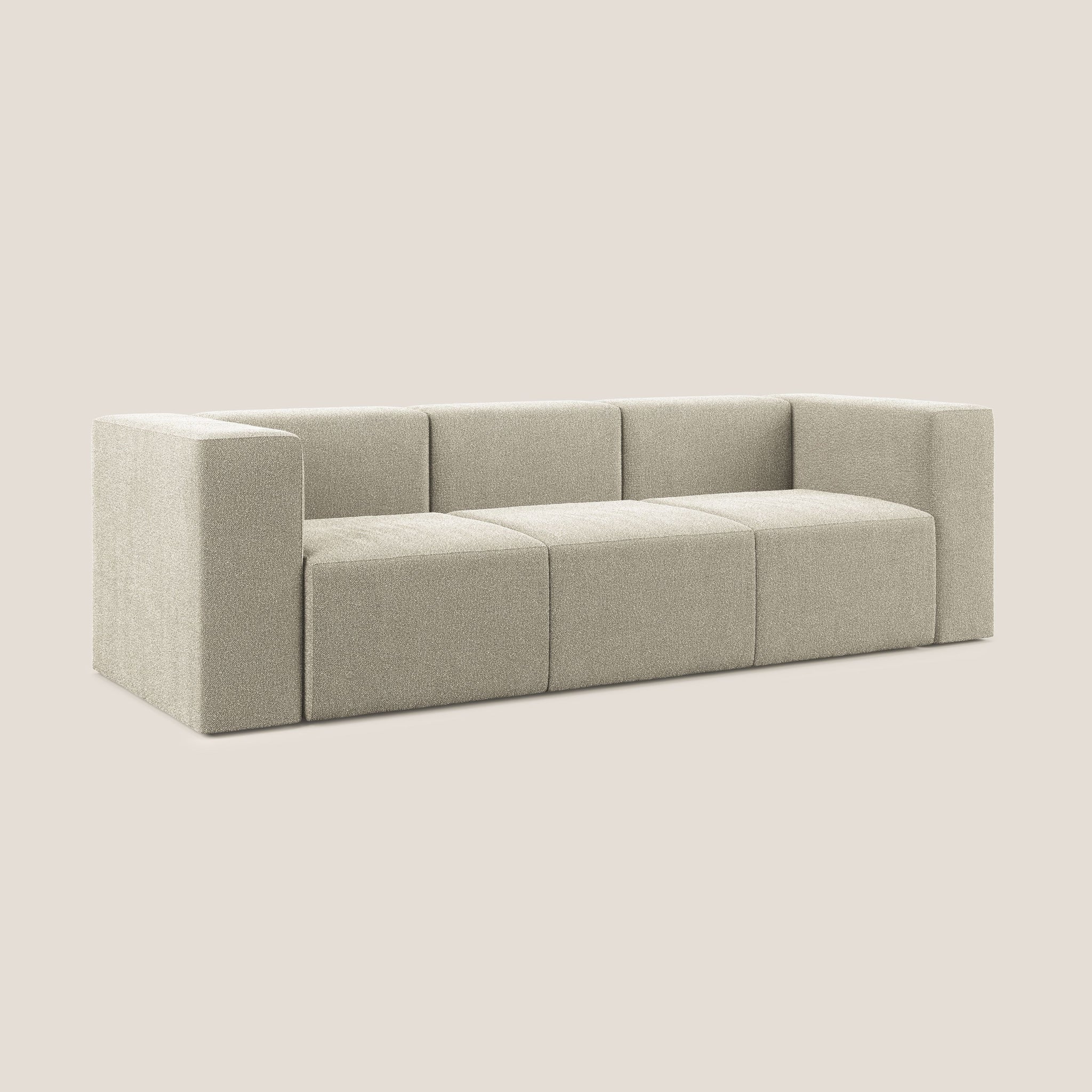 Nettuno Modulares 3-Sitzer-Sofa aus weichem Bouclé-Stoff T07