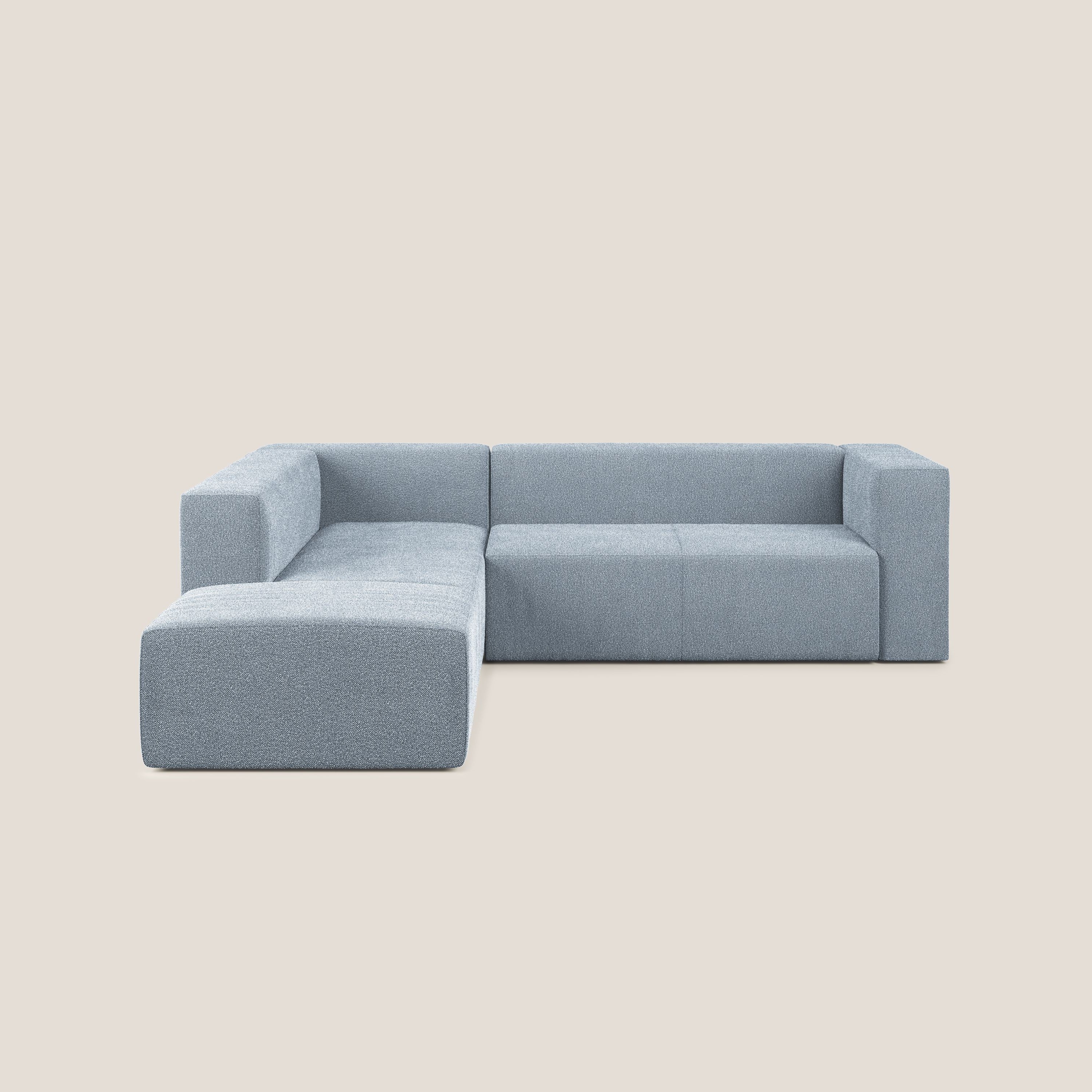 Nettuno divano angolare modulare componibile in morbido tessuto bouclè T07 carta da zucchero - divani.store