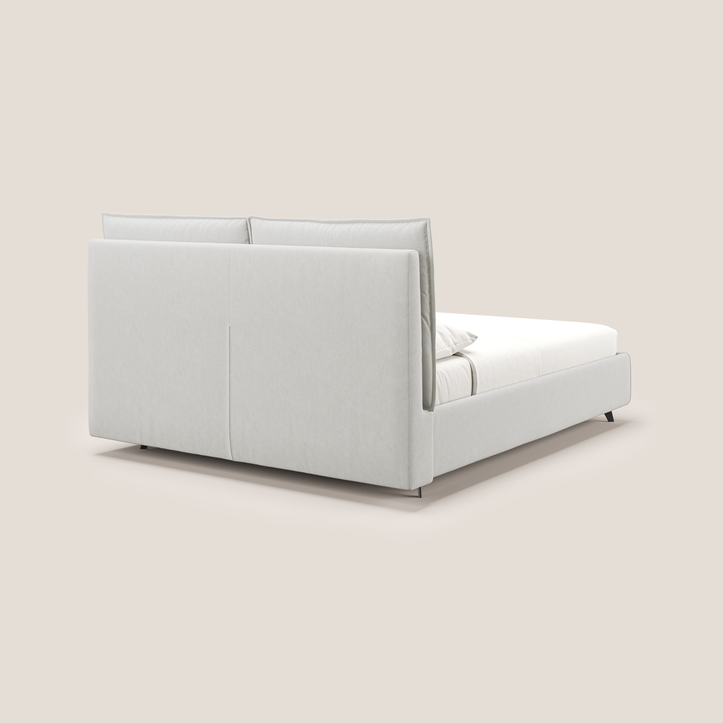 Nives letto imbottito contenitore sfoderabile in microfibra velluto impermeabile T09 panna - divani.store