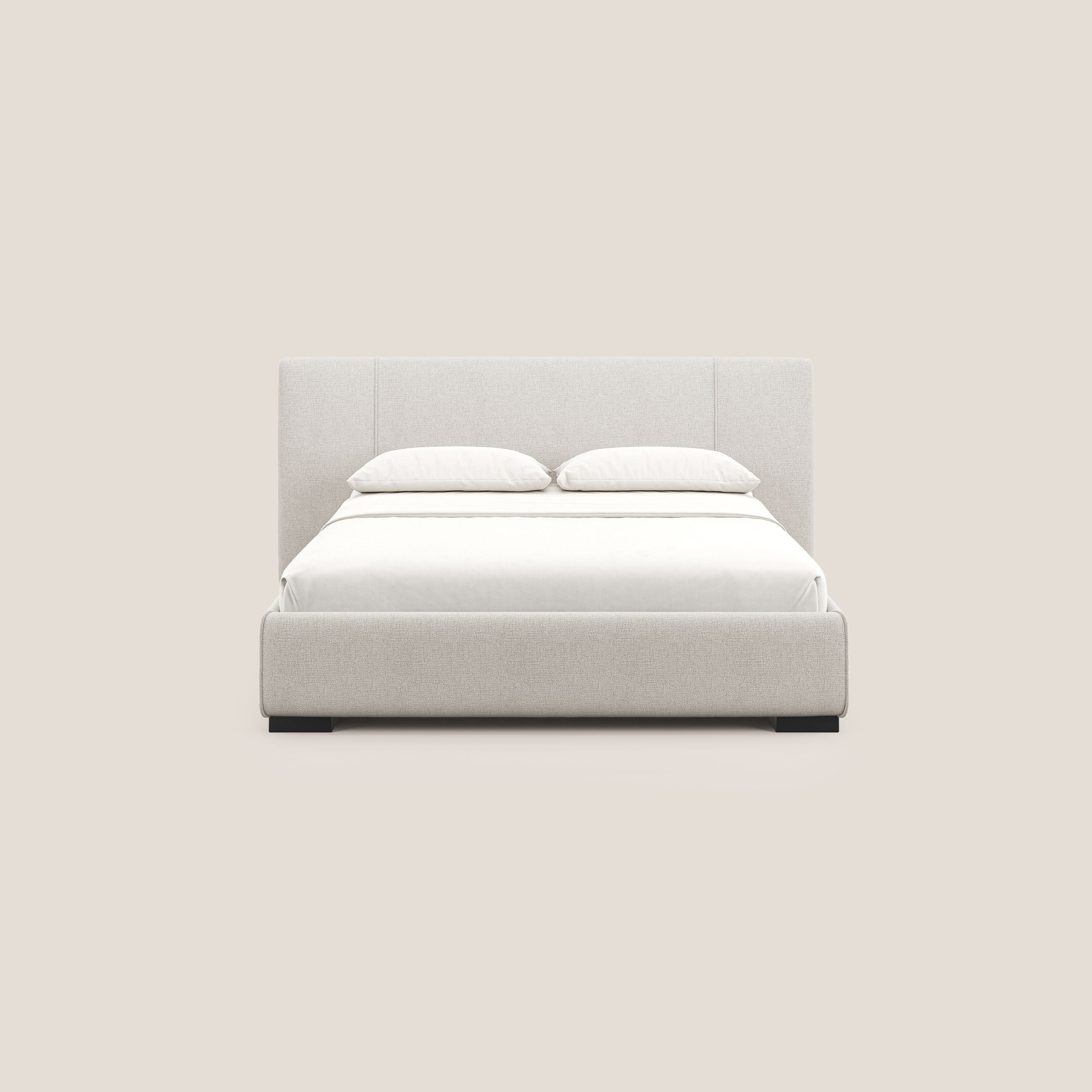 Omero letto imbottito contenitore sfoderabile in tessuto fiammato impermeabile T14 panna - divani.store