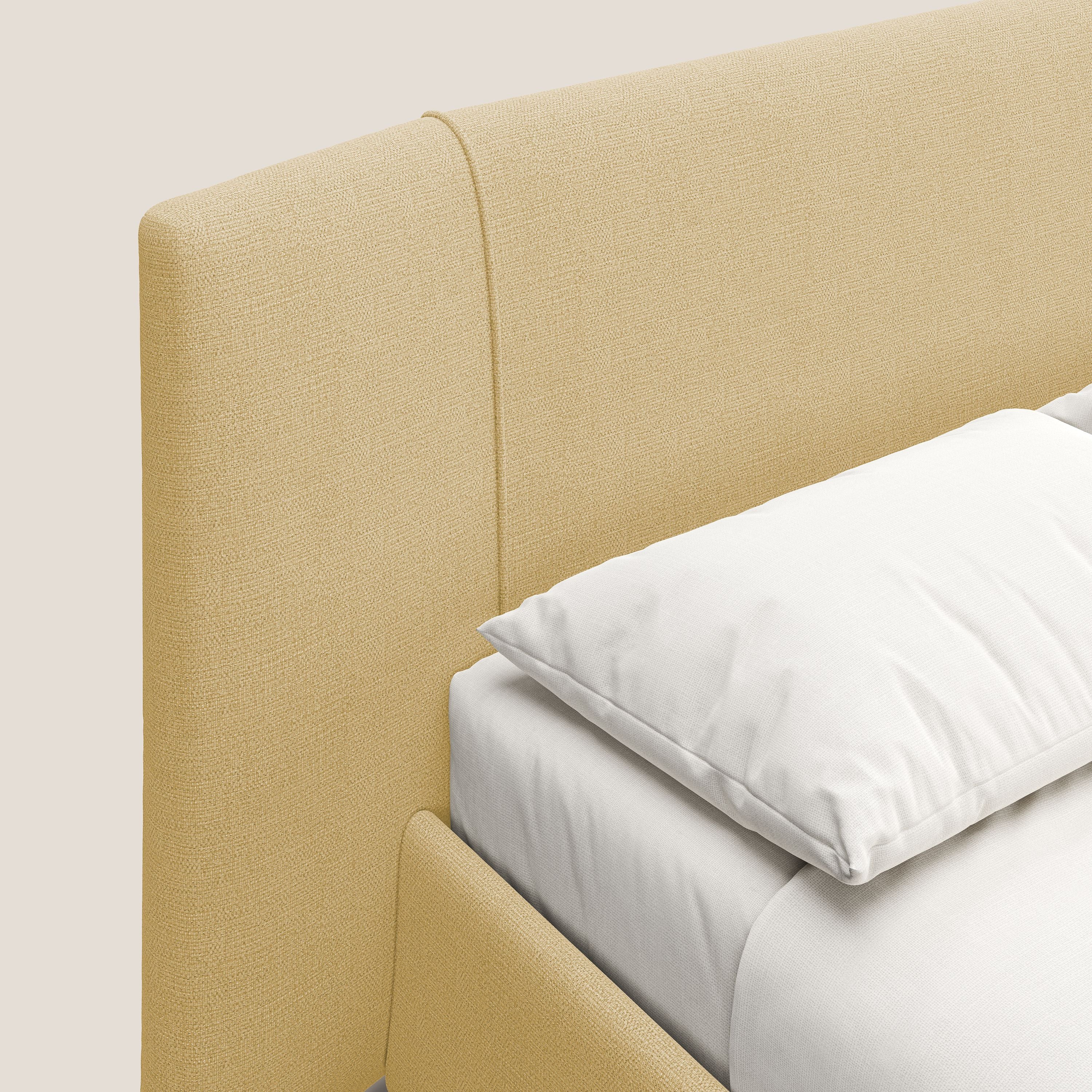 Omero letto imbottito contenitore sfoderabile in tessuto fiammato impermeabile T14 - divani.store