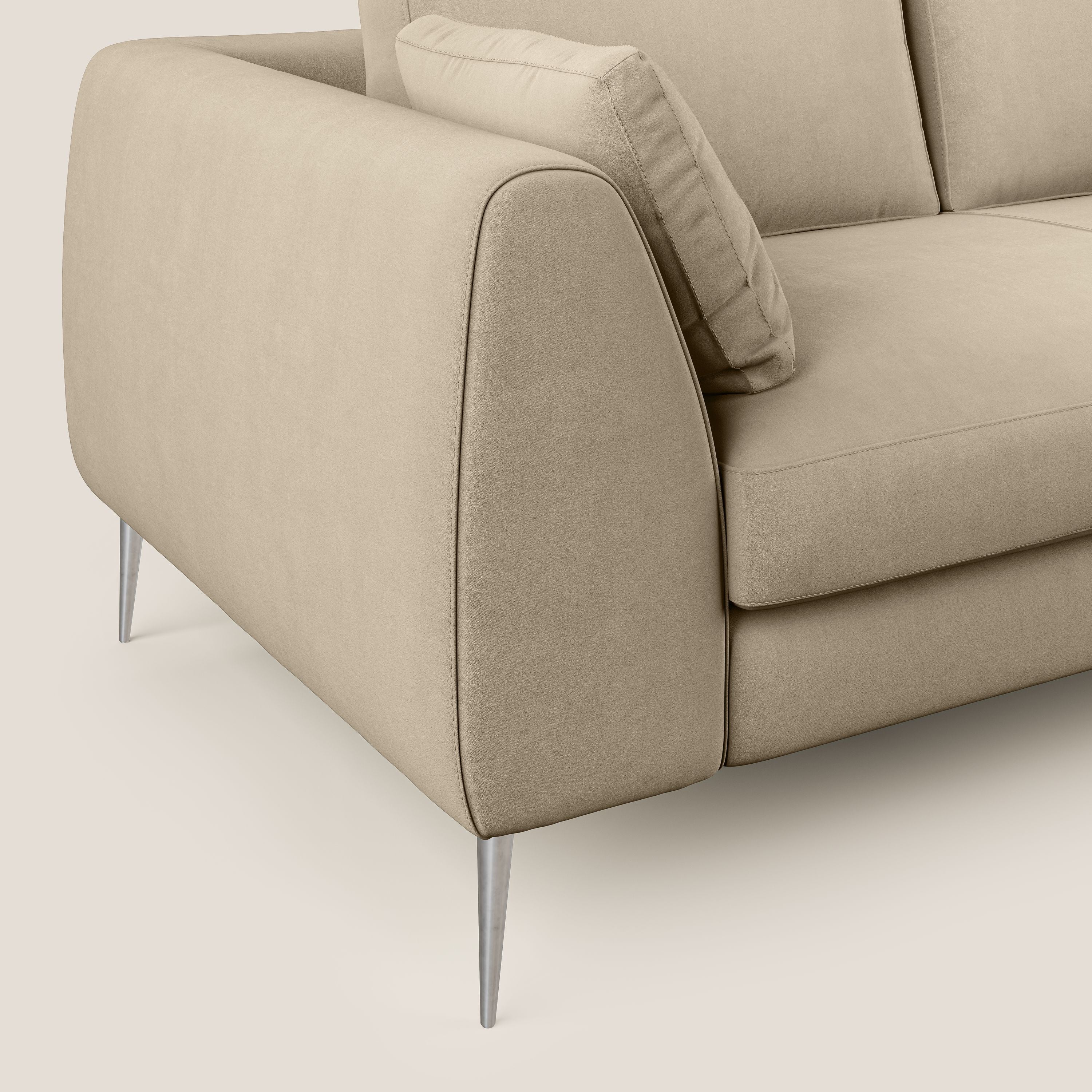 Plano divano moderno in microfibra tecnica smacchiabile T11 tortora - divani.store