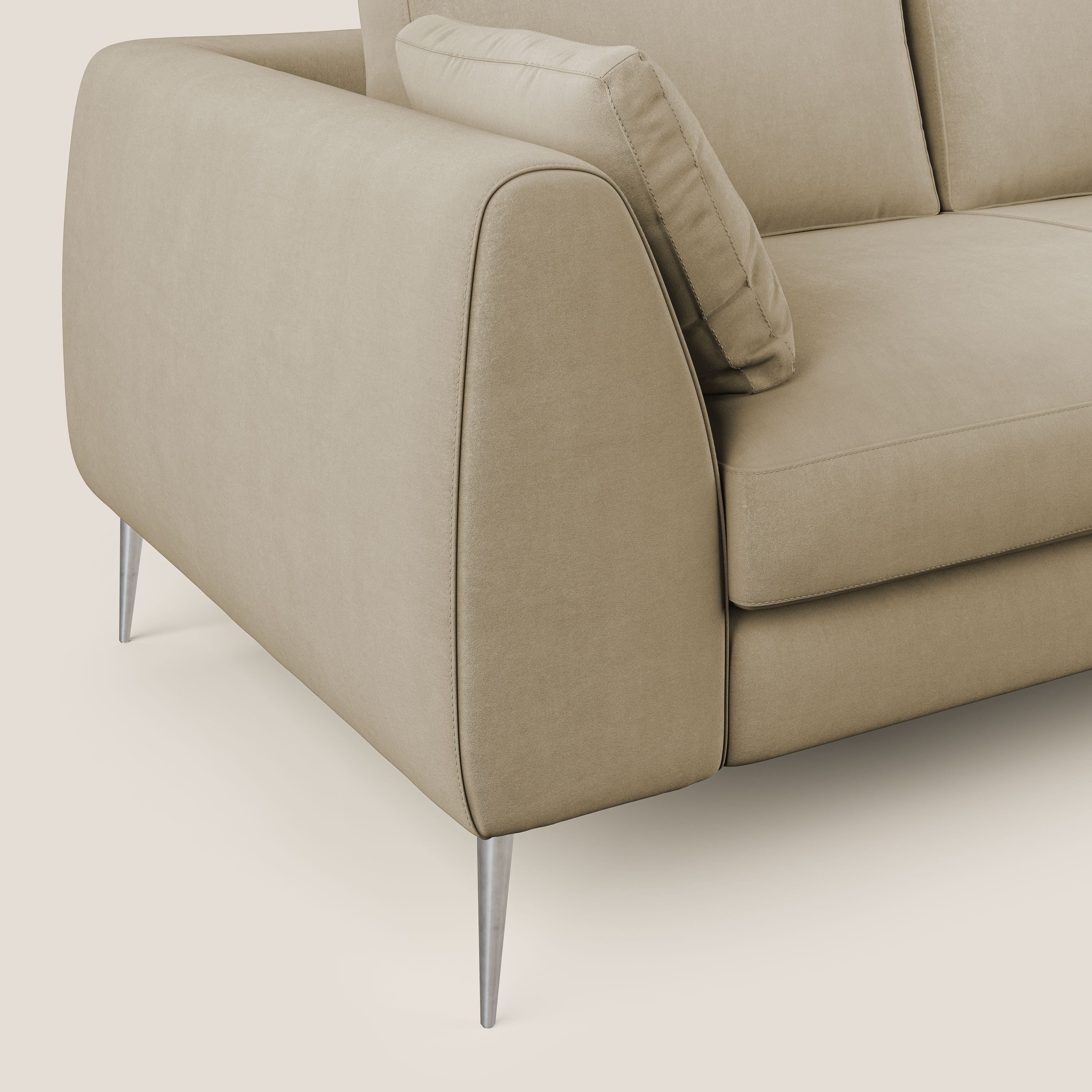 Plano divano moderno in microfibra tecnica smacchiabile T11 beige - divani.store