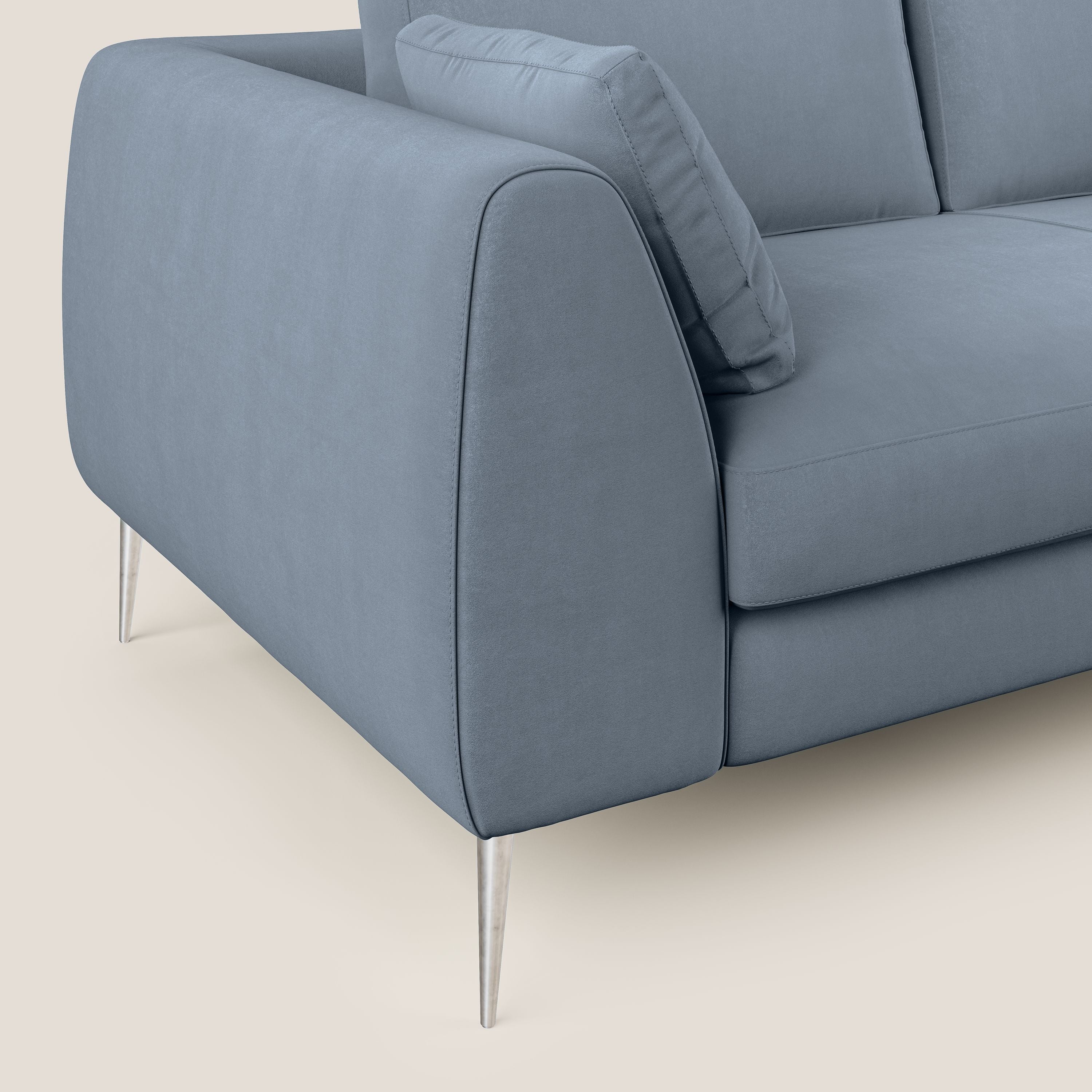 Plano divano moderno angolare con penisola in microfibra smacchiabile T11 carta da zucchero - divani.store