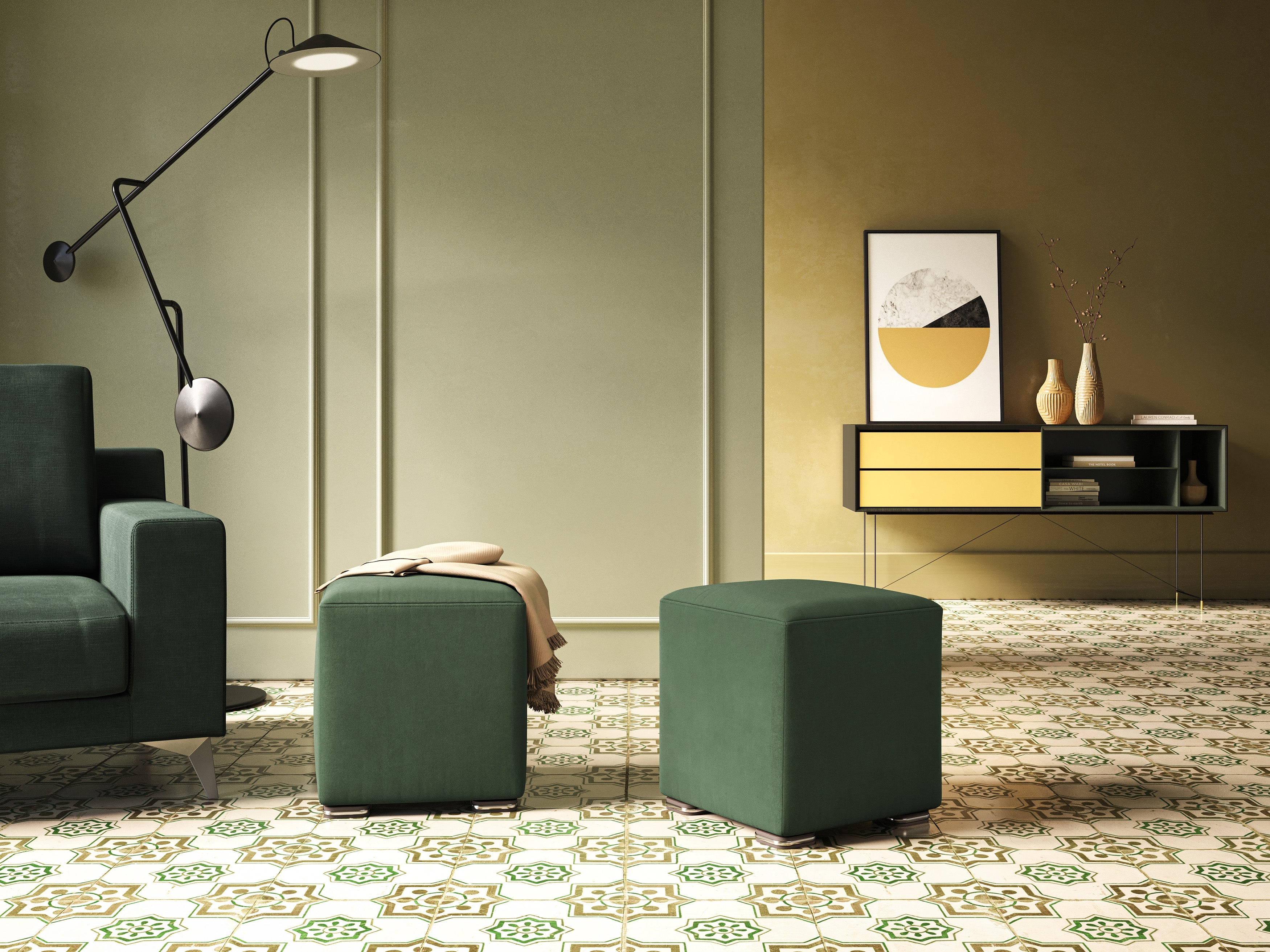 Cube pouf in microfibra smacchiabile T11 giallo - divani.store