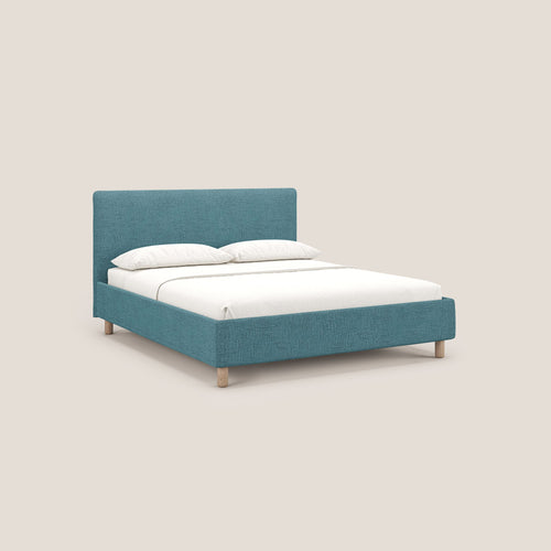 Serena letto contenitore salvaspazio scandinavo in tessuto fiammato impermeabile T03 azzurro - divani.store