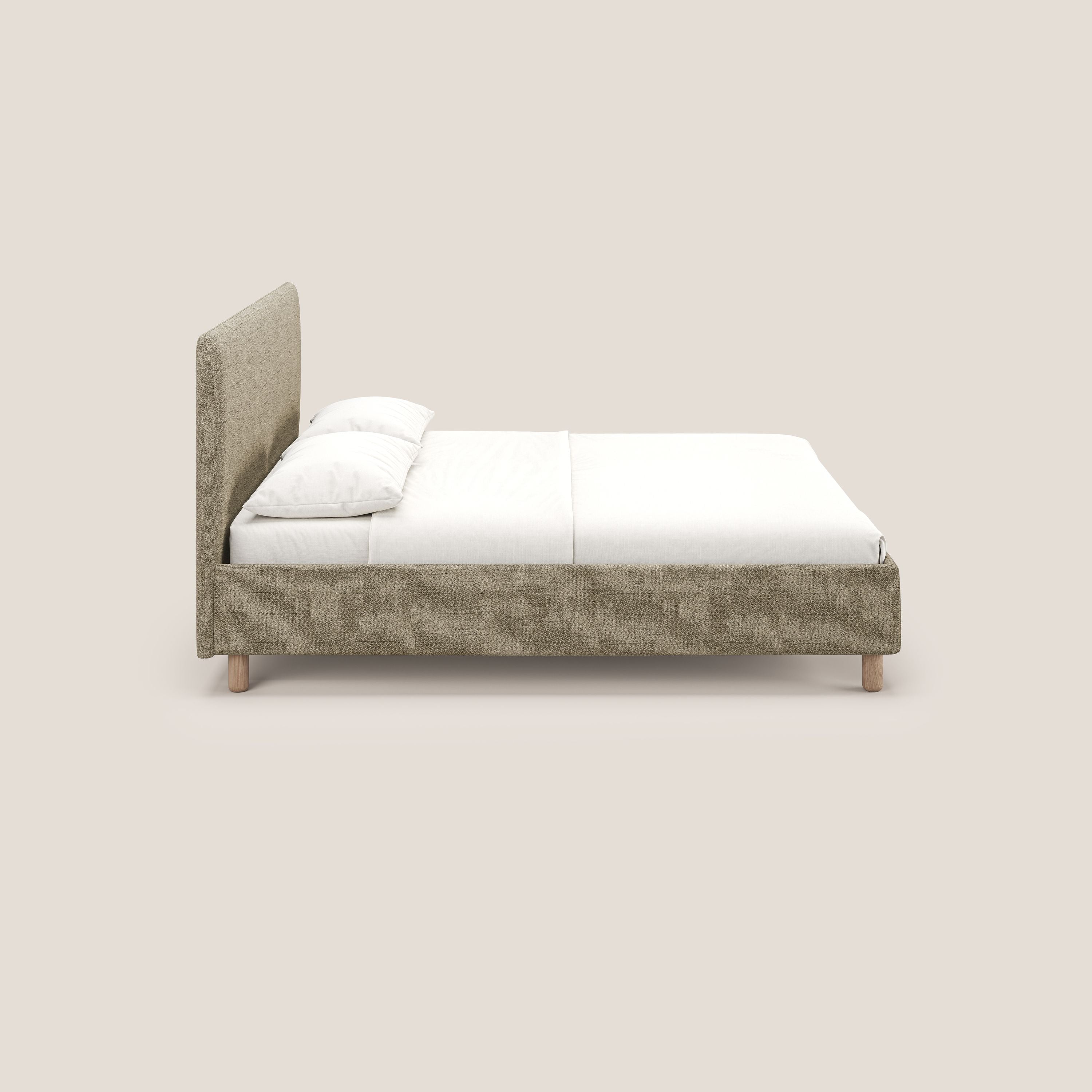 Serena letto contenitore salvaspazio scandinavo in tessuto fiammato impermeabile T03 beige - divani.store
