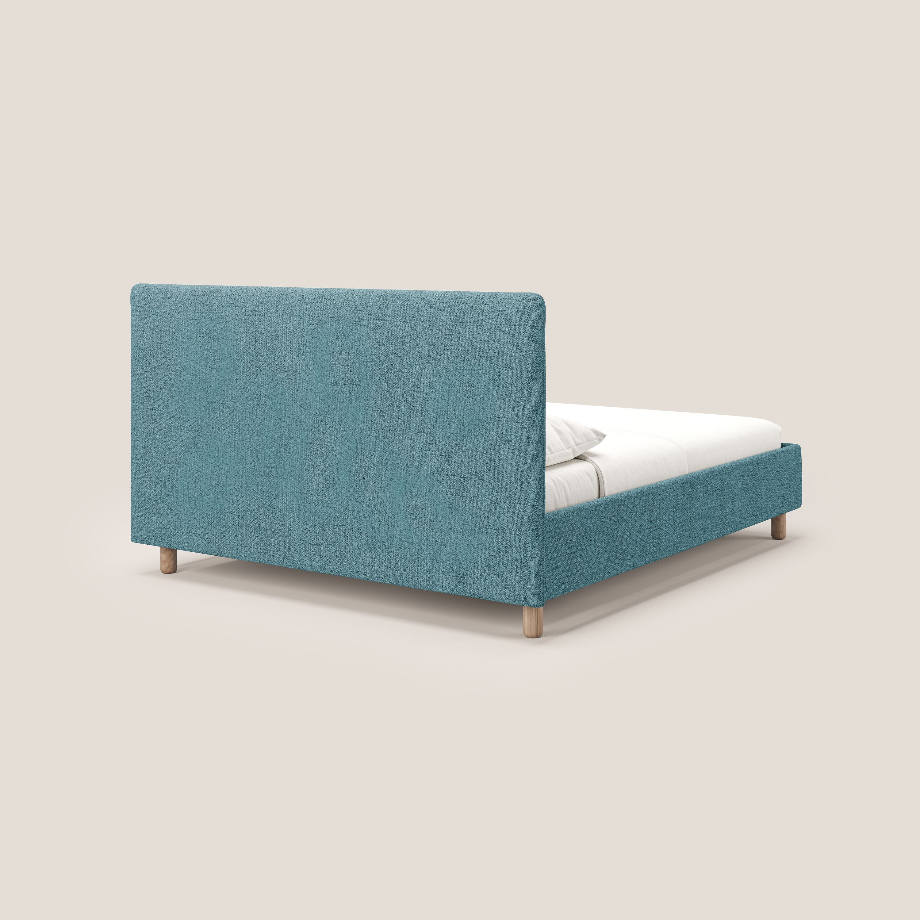 Serena letto contenitore salvaspazio scandinavo in tessuto fiammato impermeabile T03 azzurro - divani.store